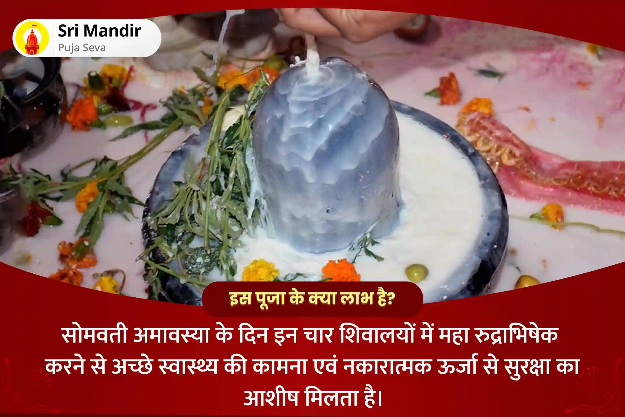 अच्छे सेहत की कामना और नकारात्मक प्रभावों से सुरक्षा के लिए सोमवती अमावस्या 4 शिवालय विशेष चतु: शिवालय महा रुद्राभिषेक
