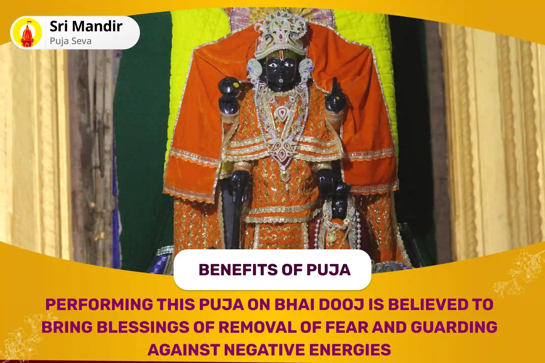 Bhai Dooj Madurai - Mathura Tirth Combo 11,000 Meenakshi Mool Mantra Jaap, Kavacham Path and Sudarshana Homa for Blessings of Removal of Fear and Guarding Against Negative Energies