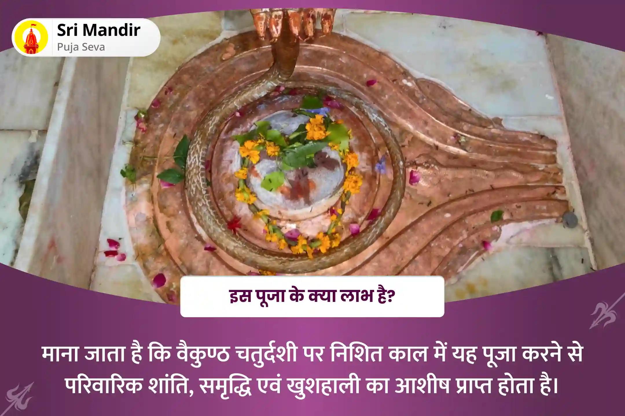 परिवारिक शांति, समृद्धि एवं खुशहाली के लिए काशी वैकुण्ठ चतुर्दशी निशित काल विशेष 11,000 शिव पंचाक्षरी और विष्णु द्वादक्षरी मंत्र जाप, बेलपत्र एवं तुलसी शहस्र अर्चन पूजा