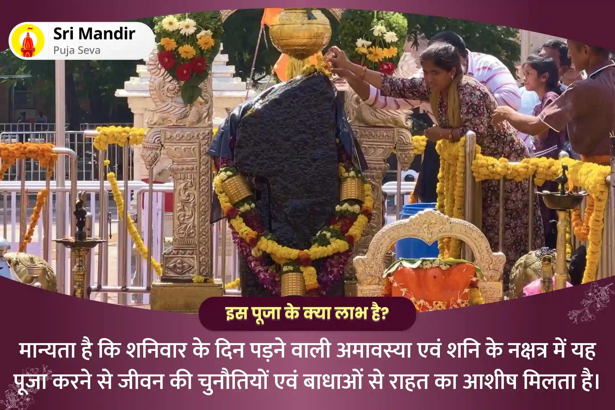 जीवन में चुनौतियों और बाधाओं पर नियंत्रण का आशीष पाने के लिए साल की आखिरी शनि अमावस्या विशेष शनि साढ़े साती पीड़ा शांति महापूजा, शनि तिल तेल अभिषेक और महादशा शांति महापूजा
