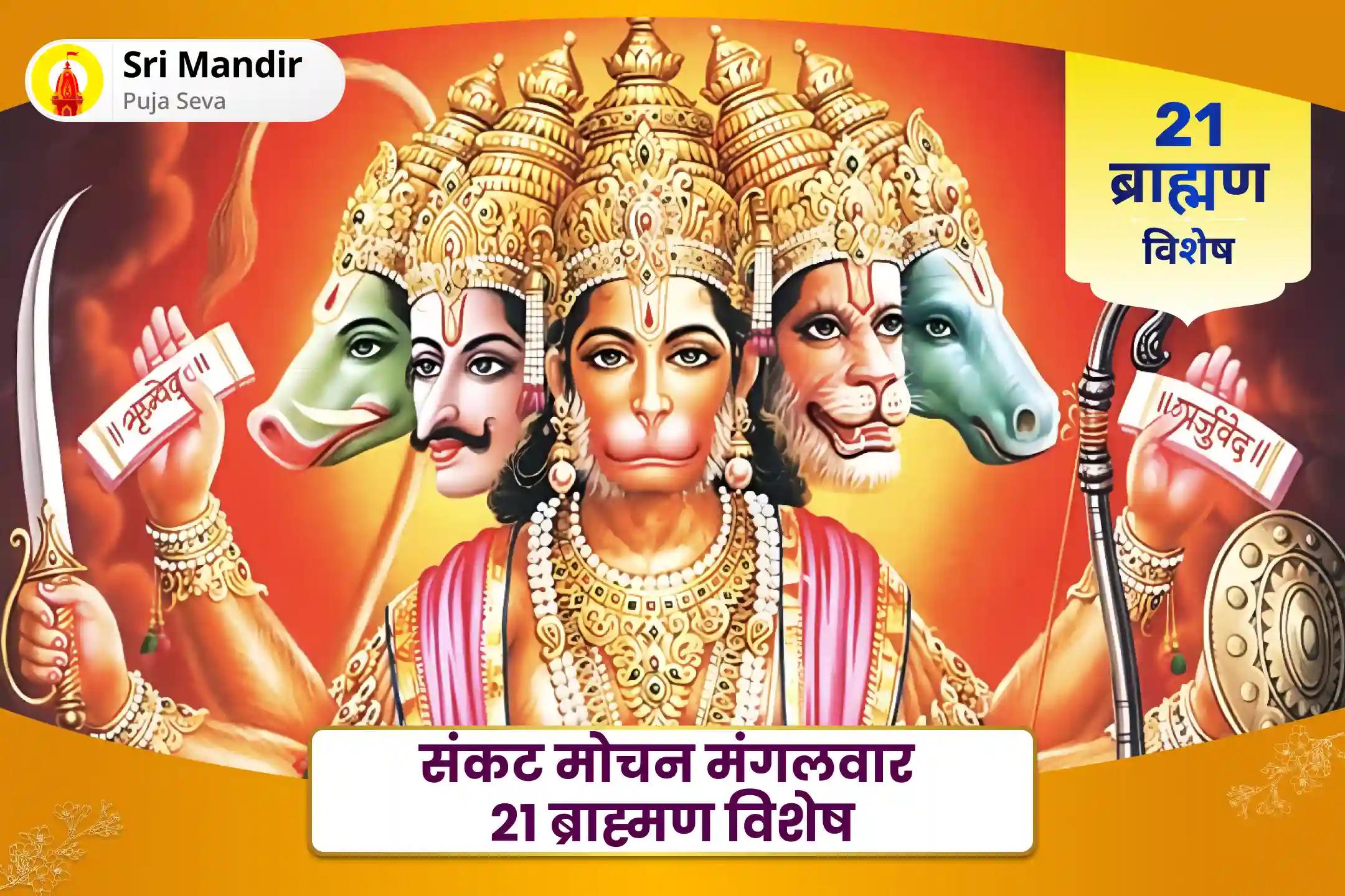 जीवन में विपत्तियों पर विजय प्राप्त करने की शक्ति और साहस के लिए संकट मोचन मंगलवार 21 ब्राह्मण विशेष 1008 हनुमान चालीसा पाठ और संकट मोचन हनुमान अष्टक पाठ