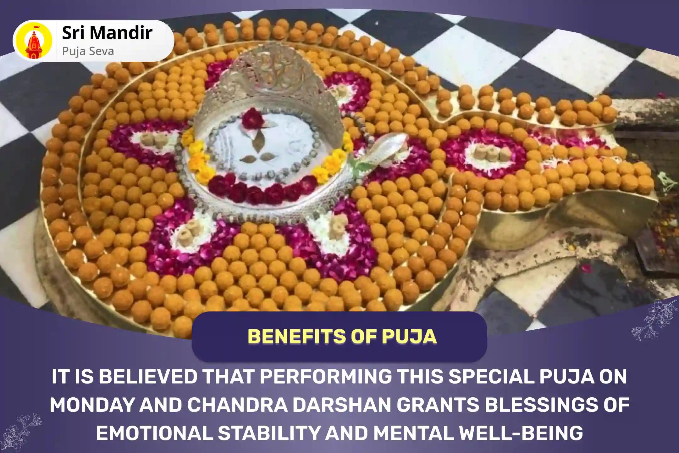 Kemdrum Dosha Nivaran Som Chandra Darshan Special Kemdrum Dosha Nivaran 10,000 Chandra Beej mantra Jaap and Chandra Dudh Abhishek for Enhancing Emotional Stability and Mental Well-Being