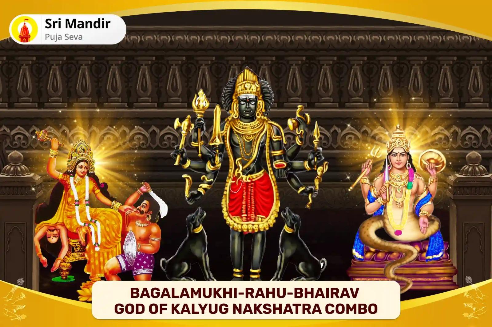 Bagalamukhi-Rahu-Bhairav God of Kalyug Nakshatra Combo Maa Bagalamukhi Tantra Yukta Yagya, Batuk Bhairav Aapda Haran Pujan and Rahu Graha Shanti Havan to Paralyze Negative Energies and Sudden Misfortunes in Life