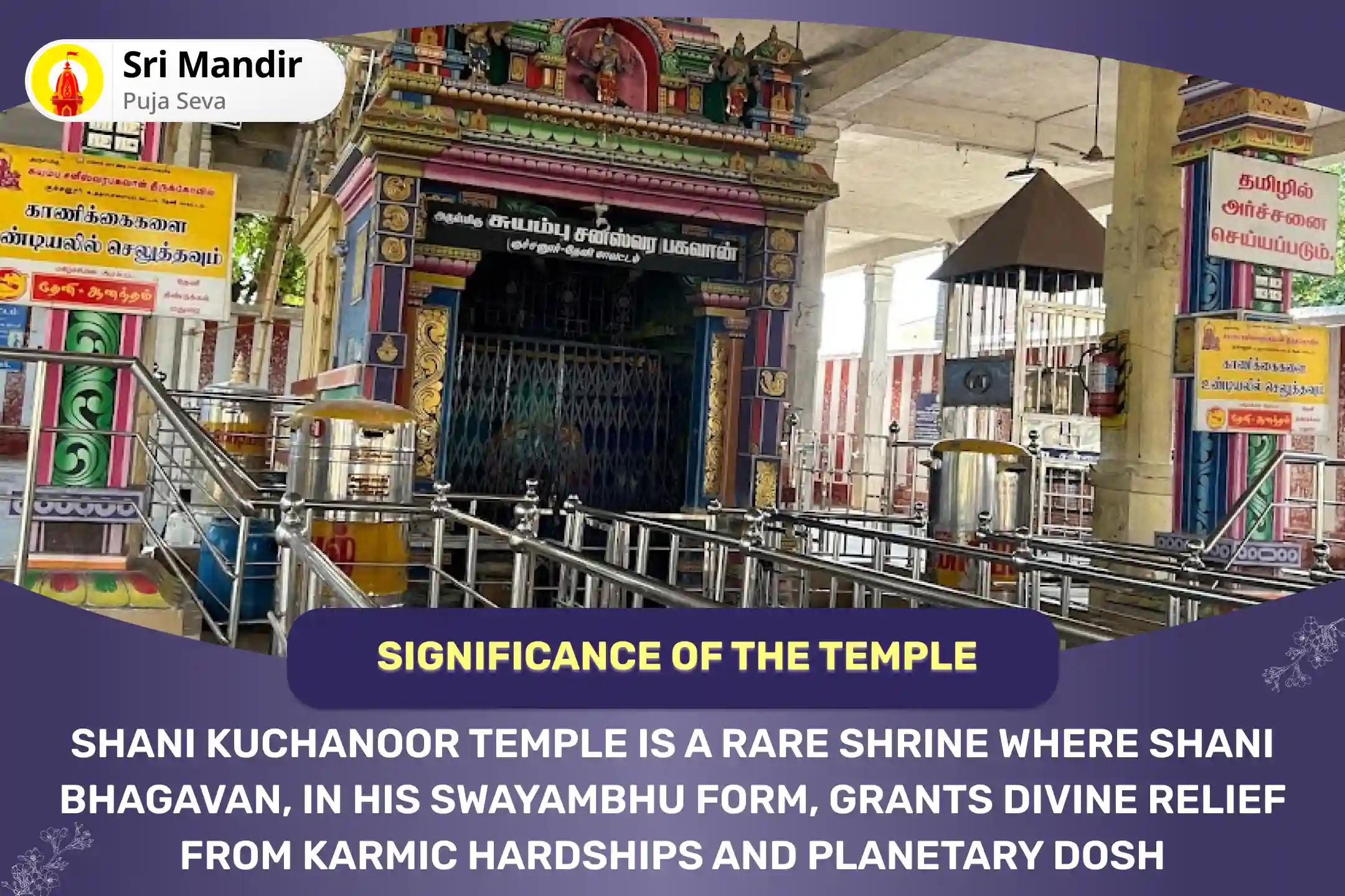 Shani Kuchanoor Saneeshwaran Shanti Special Saneeswaran Homa, Nala Deepa Puja, and Shani Ennai Tailabhishek for Strength to Overcome Hardships and Misfortunes