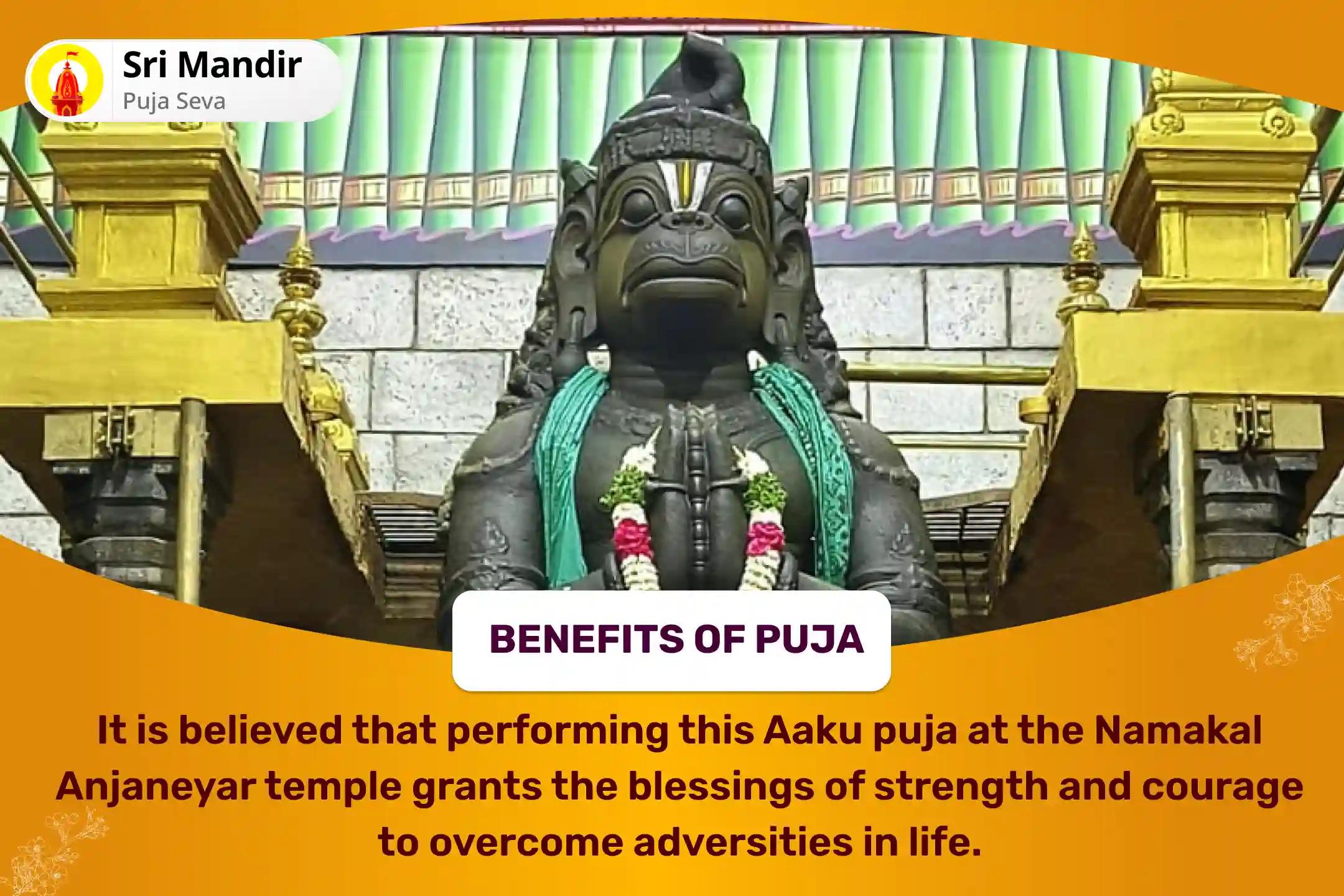 Namakal Anjaneyar Aaku Puja Special Anjaneya Kumkum Tailabhishekam, 108 Vada Mala Archanai and Aaku Puja for Courage and Protection to Remove Obstacles