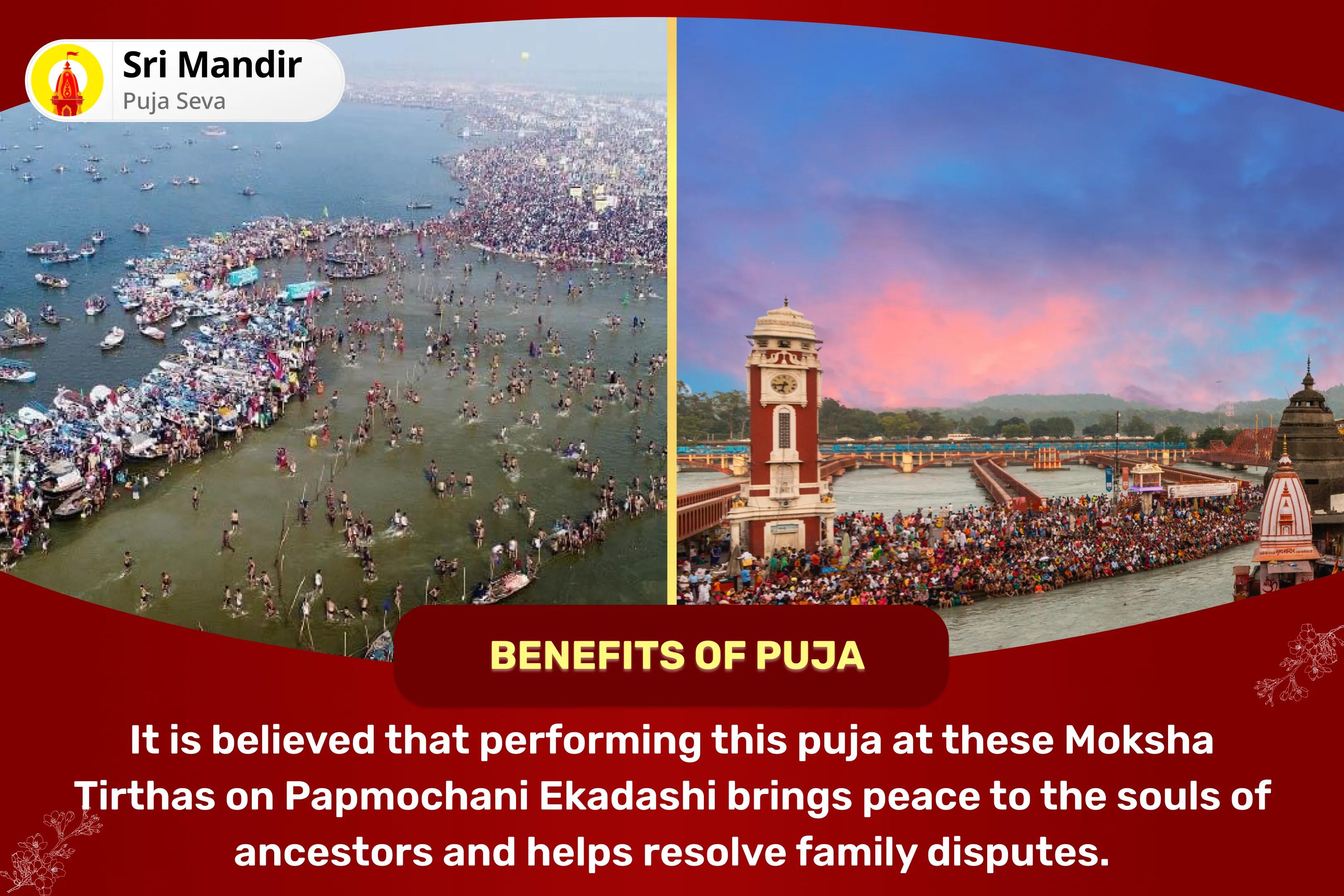 Papmochani Ekadashi Moksha Tirth Double Combo Triveni Sangam 51,000 Pitru Gayatri Mantra Jaap and Haridwar Ganga Dudh Abhishek for Peace of Ancestor's souls and Resolving Family Disputes
