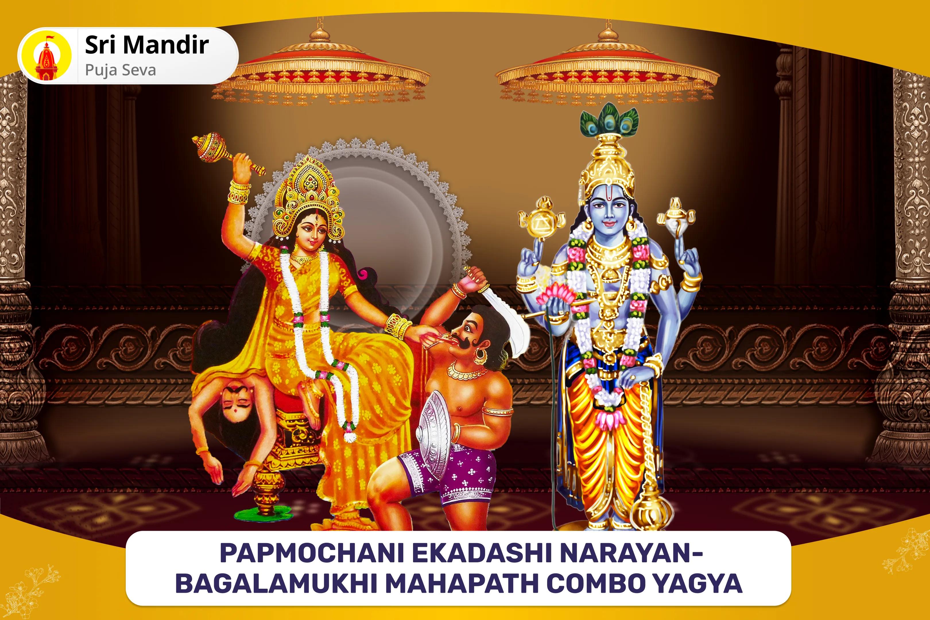 Papmochani Ekadashi Narayan-Bagalamukhi Mahapath Combo Yagya 36,000 Maa Bagalamukhi Mantra Jaap and Narayan Sudarshan Kavacham Yagya for Resolving Legal Battles, Ensuring Victory, and Removing Enemity
