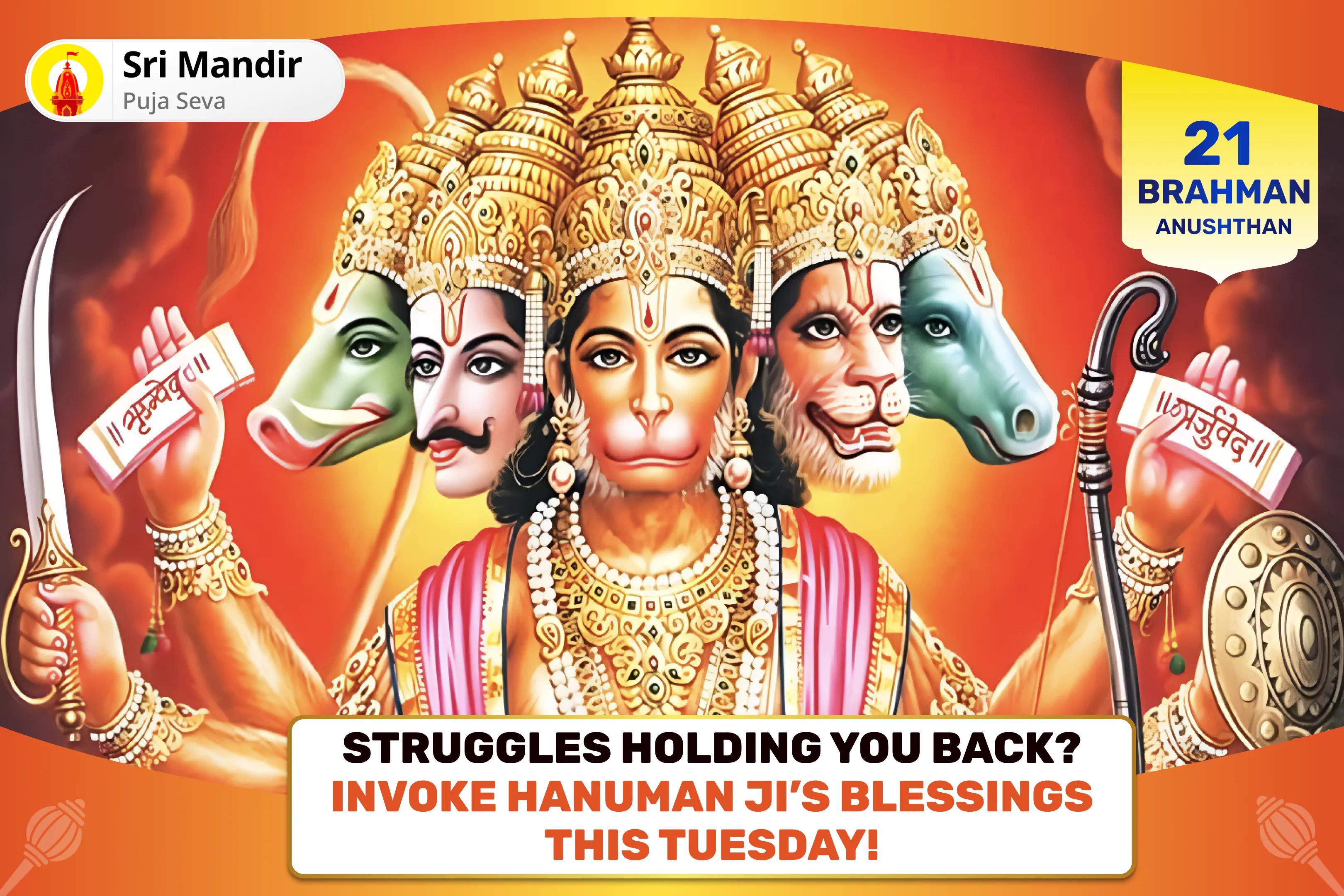 Sankat Mochan Tuesday 21 Brahman Special 1008 Hanuman Chalisa Path and Sankat Mochan Hanuman Ashtak Path for Strength and Courage to Overcome Adversities in Life