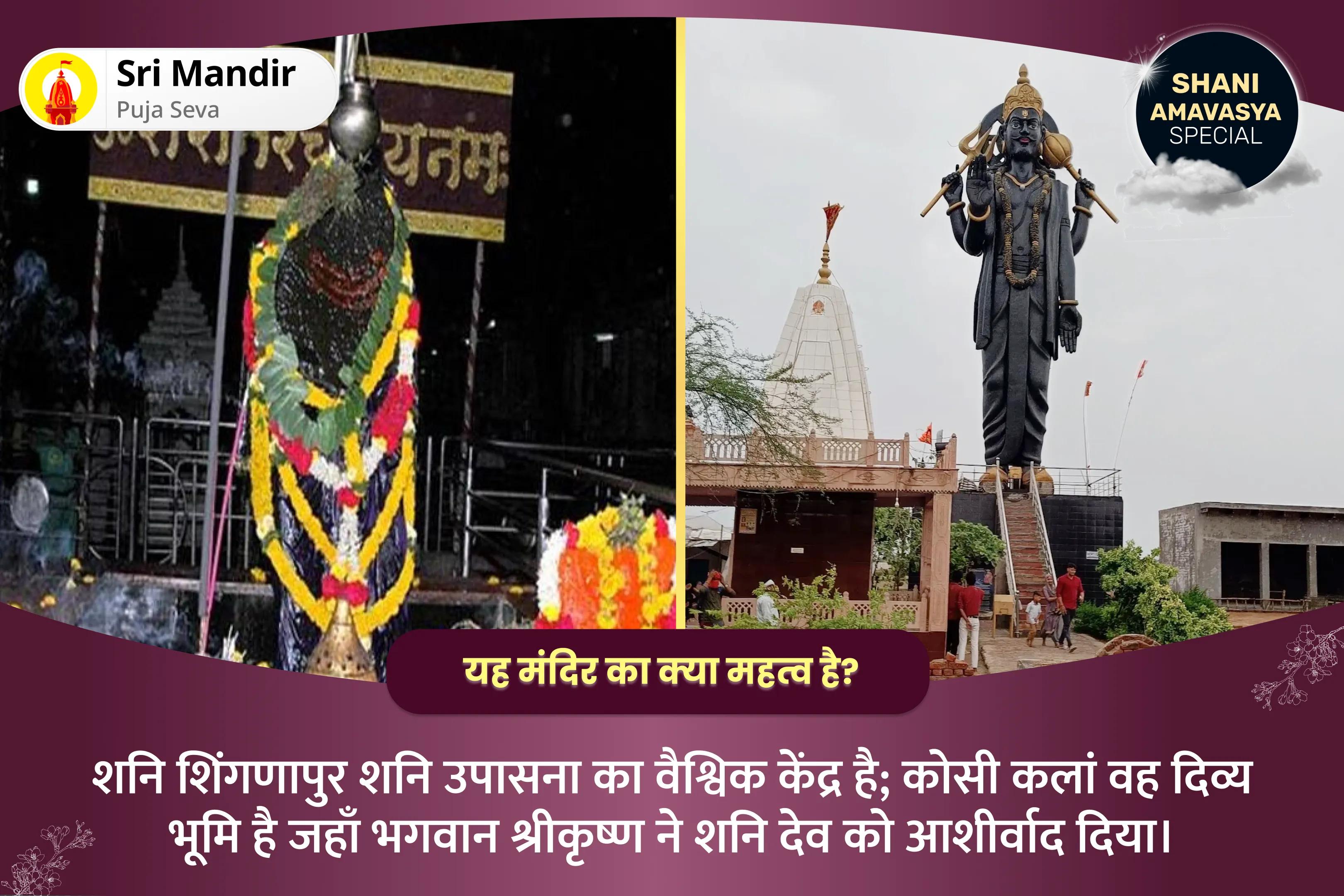 जीवन में चुनौतियों और बाधाओं पर नियंत्रण पाने के लिए शनि अमावस्या 'शनि का गोचर' विशेष शनि शिंगणापुर तिल तेल अभिषेक और कोसी कलां साढ़े साती पीड़ा शांति पूजा और यज्ञ