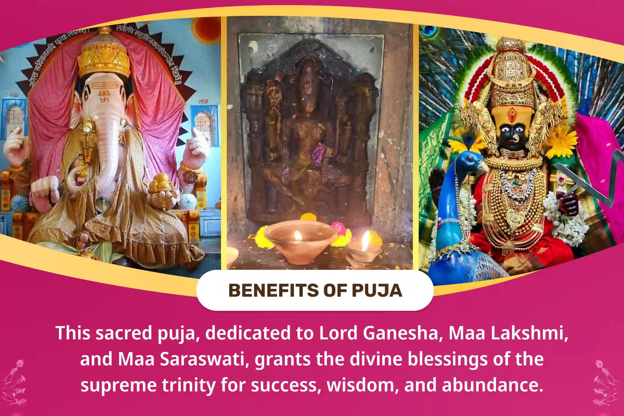 Ganesh-Lakshmi-Saraswati 3-Day Anushthan Buddhi, Dhan, Vidhya Prapti Pujan The Ultimate Divine Trinity for Success, Wisdom and Abundanceand Maha Yagya The Ultimate Divine Trinity for Success, Wisdom and Abundance