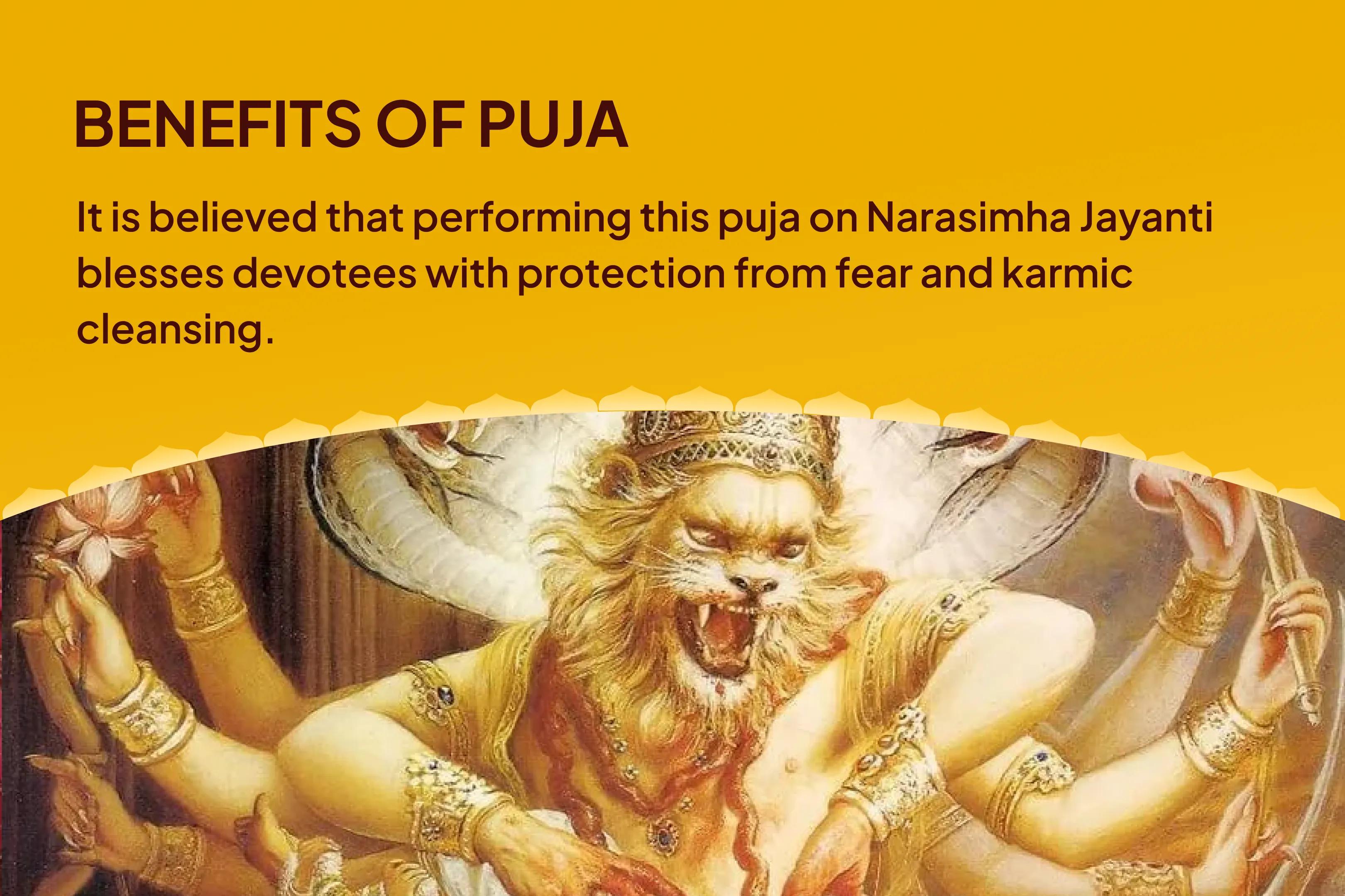 Narasimha Jayanti Venkateshwara Balaji Kshetra Special Prahlad Narasimha Panchamruta Abhishekam, Shodashopachar Pujan and Ugra Narasimha Tila Homa For protection from fear and karmic cleansing