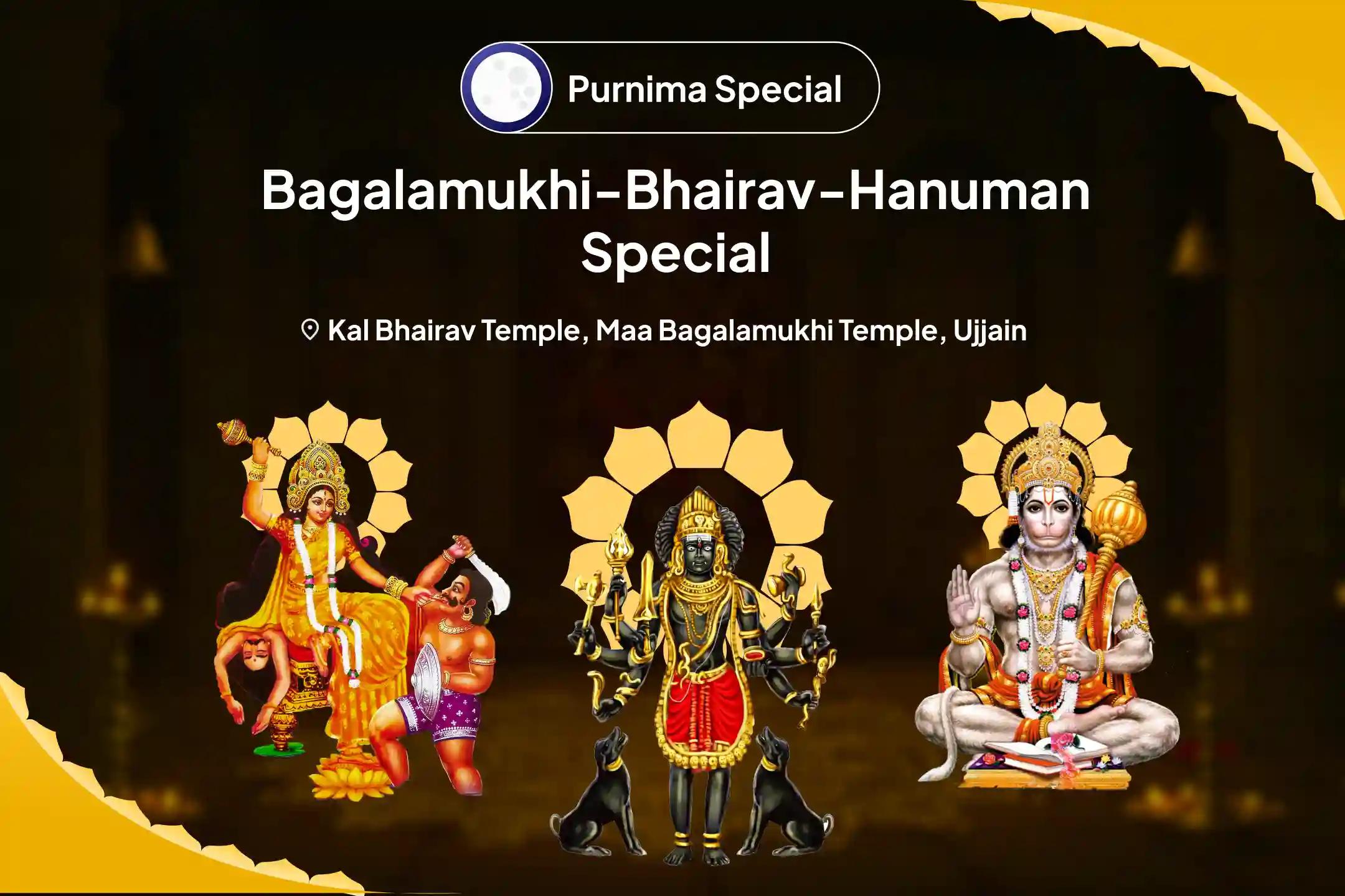 Bagalamukhi-Bhairav-Hanuman Shatru Nashak Combo Maa Bagalamukhi, Kaal Bhairav and Sankat Mochan Hanuman Sarva Kasht Nivaran Puja and Yagya for Protection from Enemies, Destroying Negativity and Removing Obstacles in Life