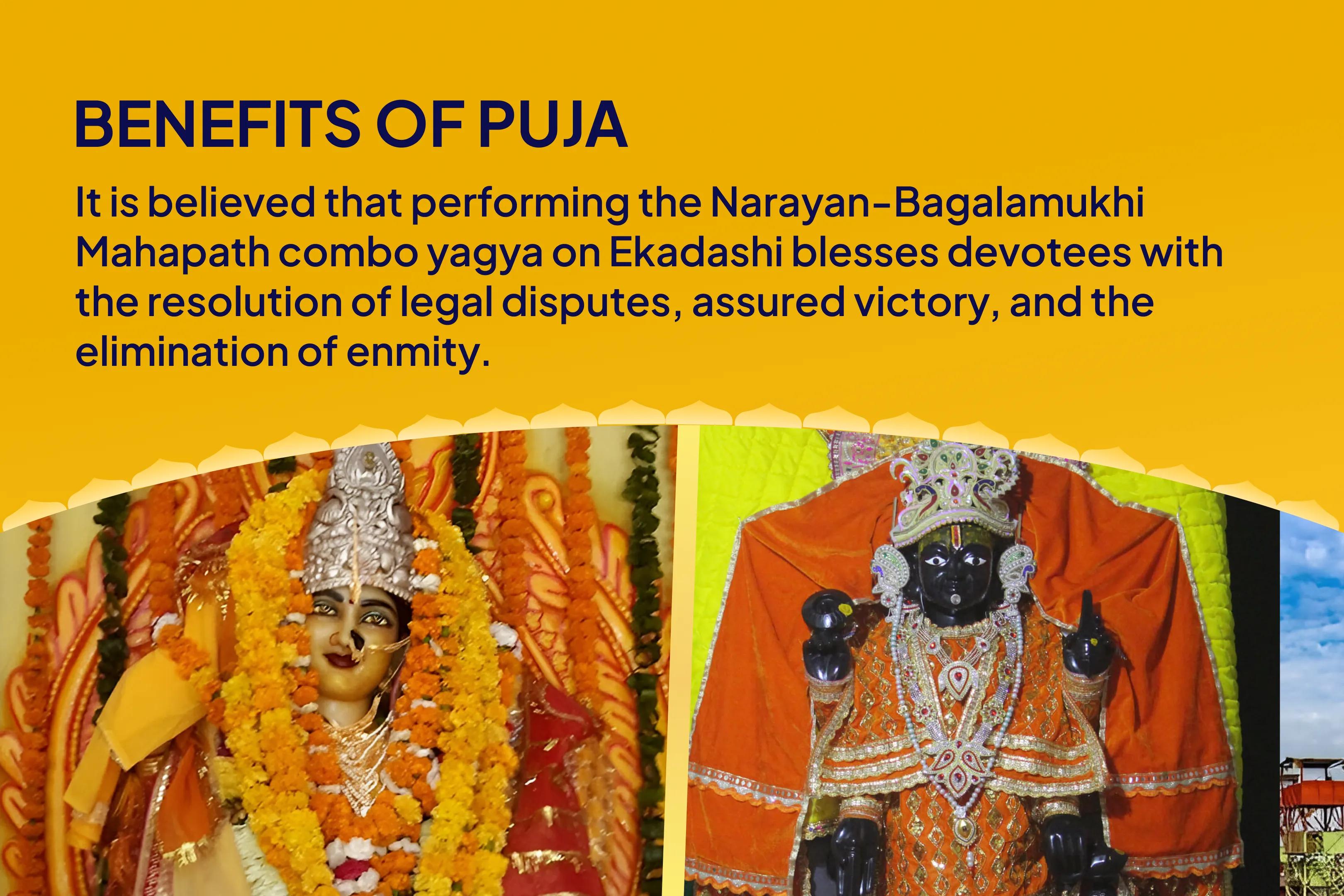 Ekadashi Narayan-Bagalamukhi Mahapath Combo Yagya 36,000 Maa Bagalamukhi Mantra Jaap and Narayan Sudarshan Kavacham Yagya For Resolving Legal Battles, Ensuring Victory, and Removing Enmity