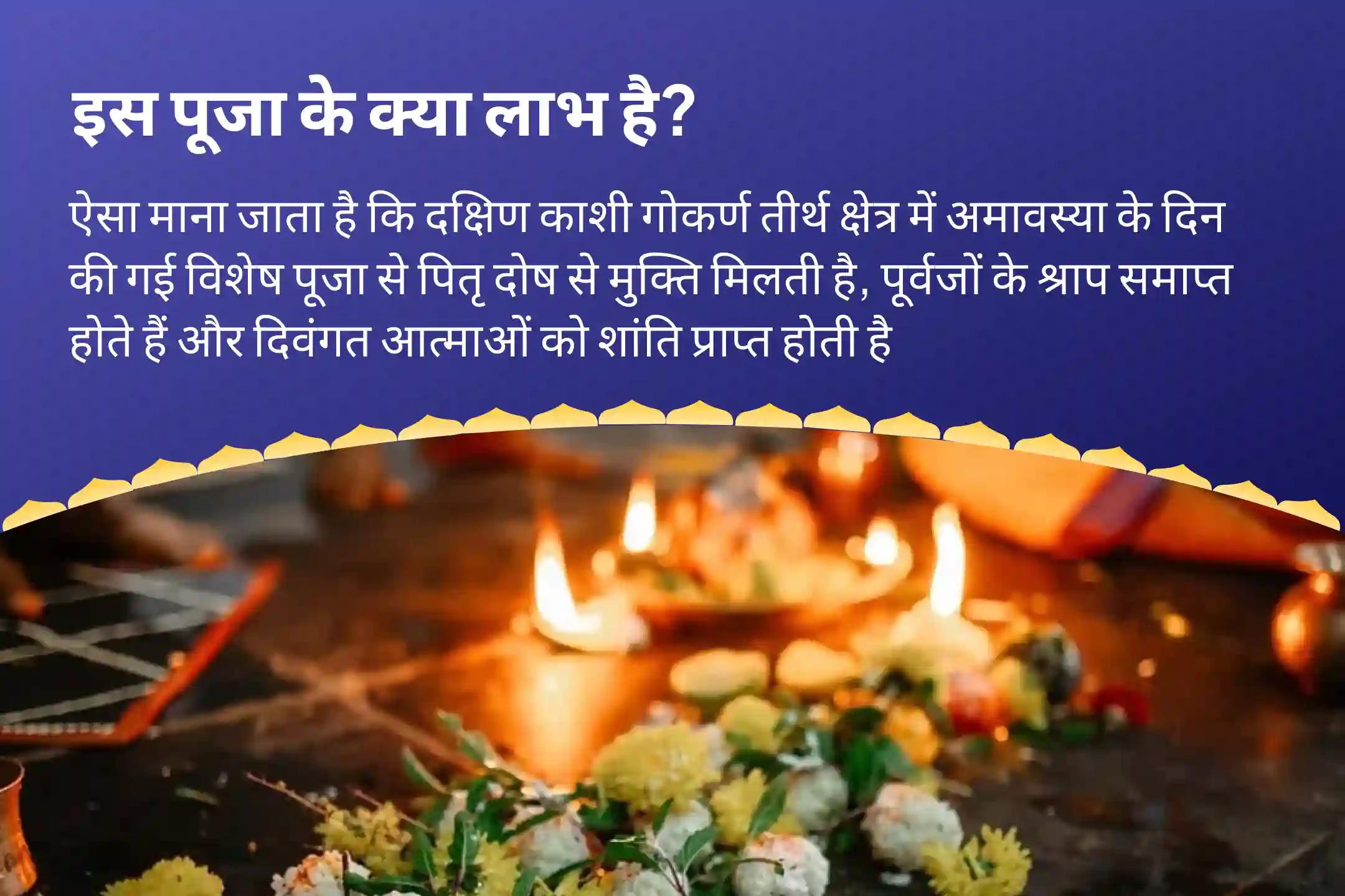 पैतृक श्राप से मुक्ति और दिवंगत आत्माओं की शांति के लिए सोमवती अमावस्या दक्षिणा काशी गोकर्ण विशेष नारायण बलि पूजा, त्रिपिंडी श्राद्ध पितृ दोष शांति पूजा