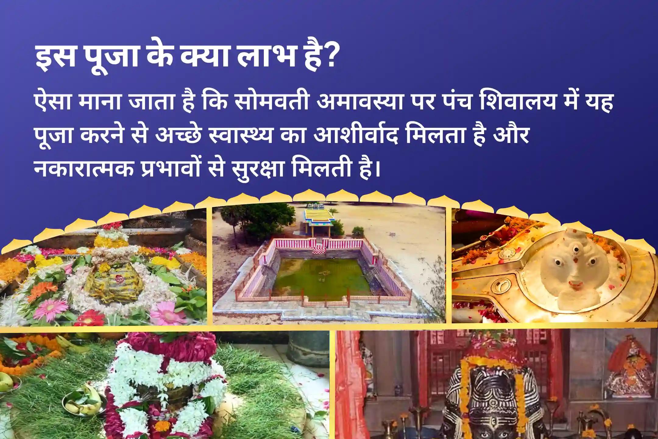 अच्छे स्वास्थ्य के आशीर्वाद और नकारात्मक प्रभावों से सुरक्षा के लिए सोमवती अमावस्या - पंच शिवालय संयुक्त विशेष पांच पवित्र शिवालयों में पंच तत्व (पृथ्वी, जल, वायु, आकाश, अग्नि) महा रुद्राभिषेक