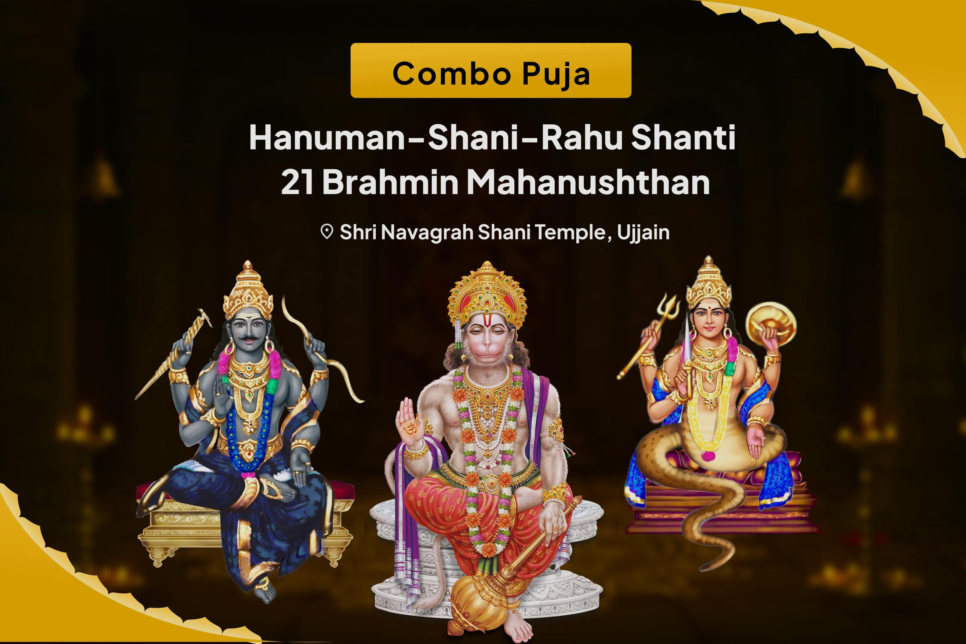 Hanuman-Shani-Rahu Shanti 21 Brahmin Mahanushthan 21,000 Hanuman Gayatri Mantra Jaap, 19,000 Shani Mool Mantra Jaap and 18,000 Rahu Mool Mantra Jaap for Removing Negativity and Ensuring Protection from Obstacles in Life