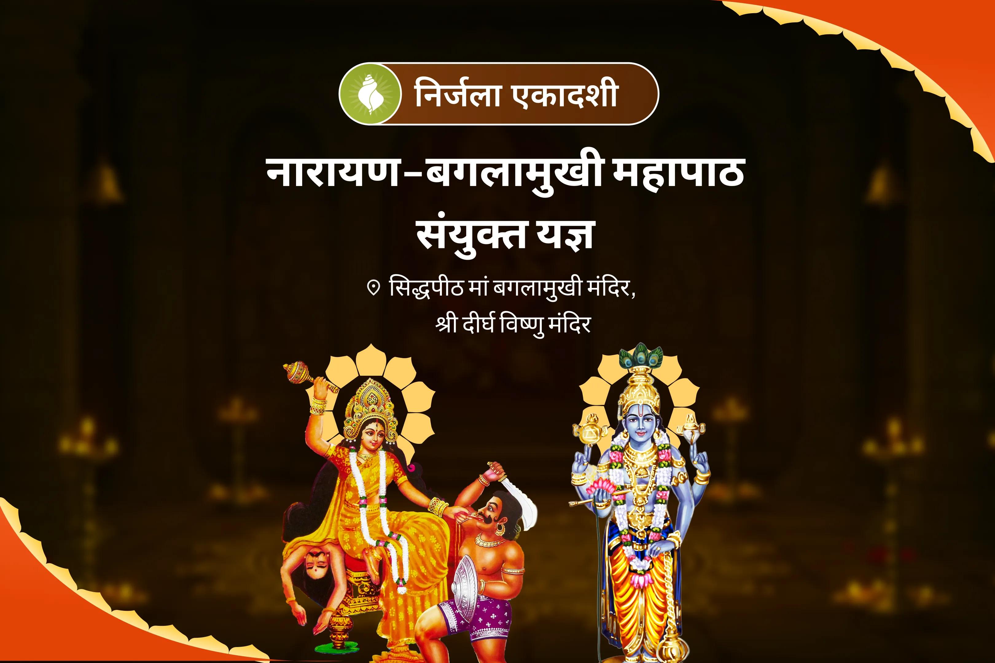 कानूनी विवादों को सुलझाने, जीत सुनिश्चित करने और दुश्मनी दूर करने के लिए निर्जला एकादशी नारायण-बगलामुखी महापाठ संयुक्त यज्ञ 36,000 माँ बगलामुखी मंत्र जाप एवं नारायण सुदर्शन कवचम् यज्ञ