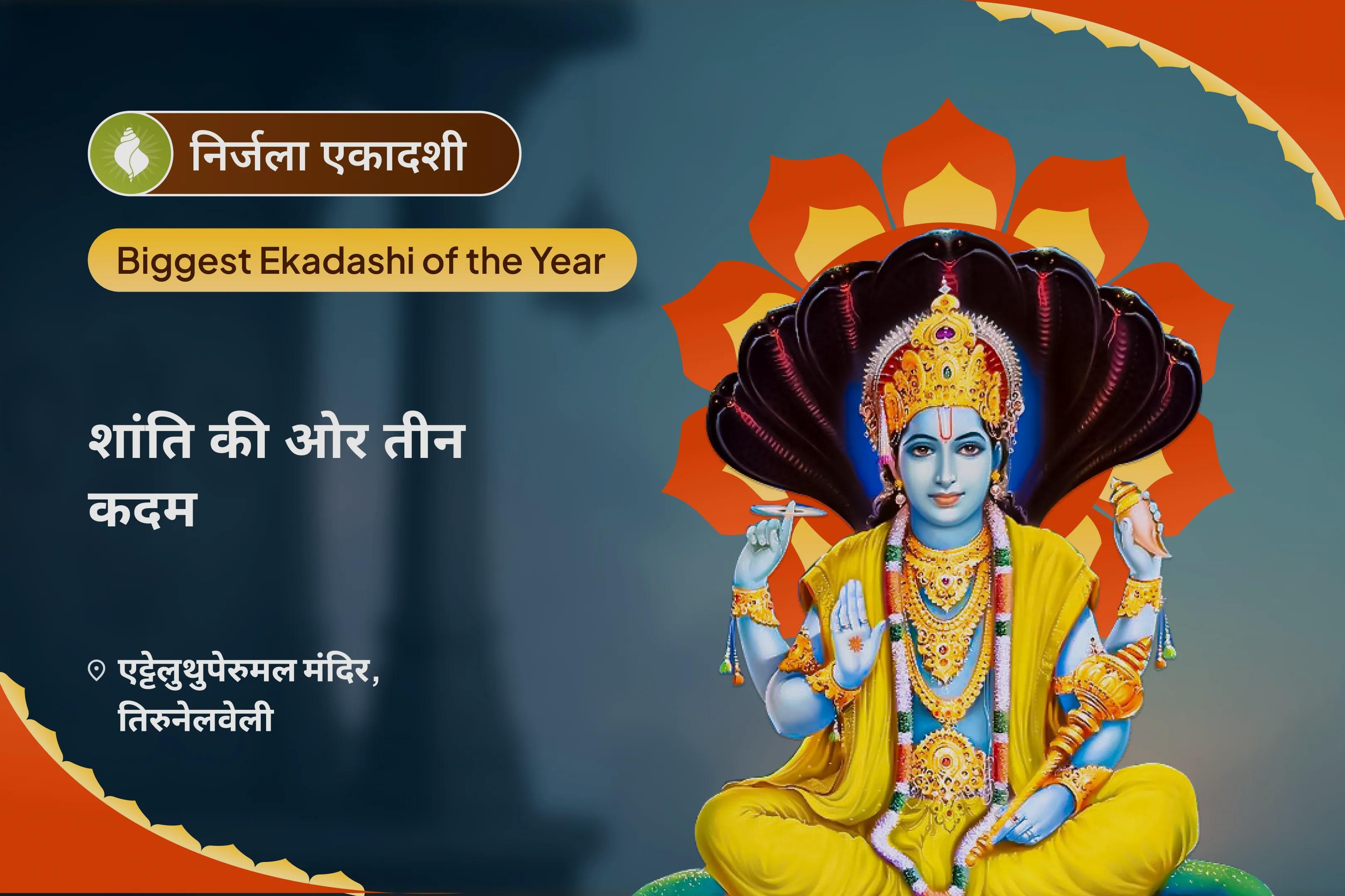 दुर्भाग्य, भय और मानसिक तनाव से सुरक्षा हेतु एकादशी त्रय पाप क्षय अनुष्ठान – शरीर, मन और आत्मा की शुद्धि तीन एकादशी – निर्जला, योगिनी और देवशयनी हेतु विष्णु पाठ और यज्ञ
