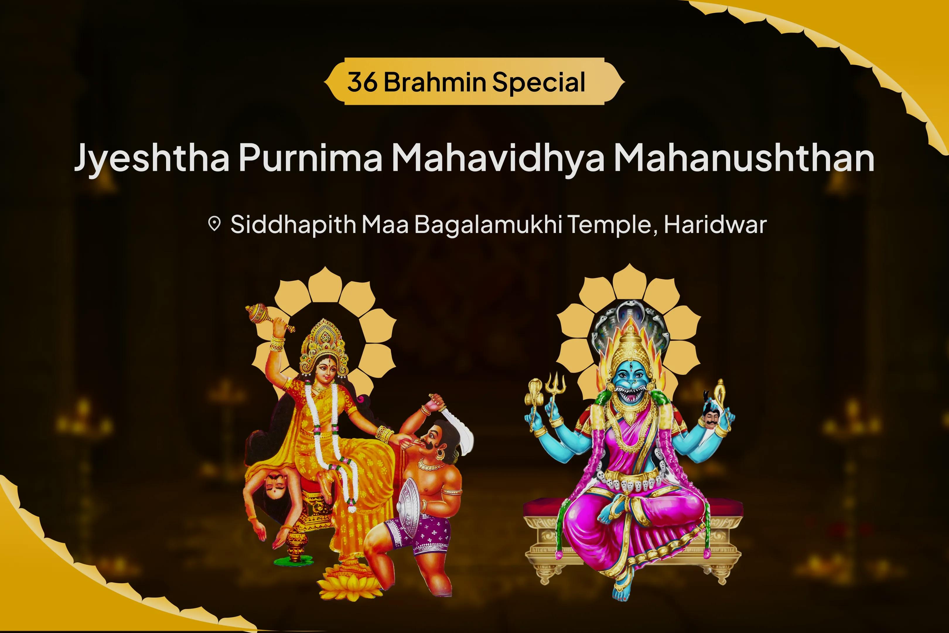 Jyeshtha Purnima Mahavidhya 36 Brahmin Mahanushthan Bagalamukhi-Pratyangira Kavach Path, 1,25,000 Bagalamukhi Mool Mantra Jaap and Havan for Devi's Protection to Repel Malevolent Energies and Negative Influences