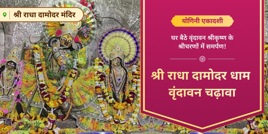 योगिनी एकादशी पर विष्णु अवतार श्री कृष्ण की भूमि वृंदावन में स्थित राधा दामोदर धाम में महाचढ़ावा अर्पित करें।  