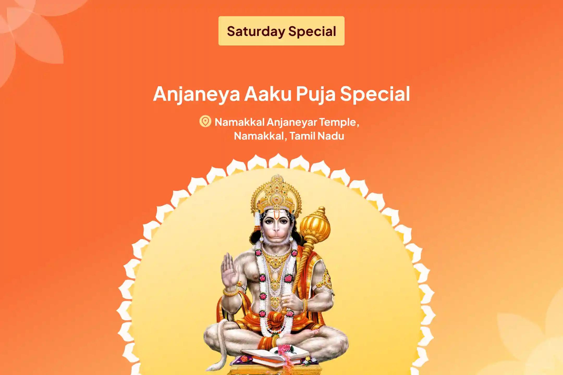 Anjaneya Aaku Puja Special Anjaneya Kumkum Tailabhishekam, 108 Vada Mala Archanai and Aaku Puja for Courage and Protection of Anjaneya Swamy to Remove Obstacles
