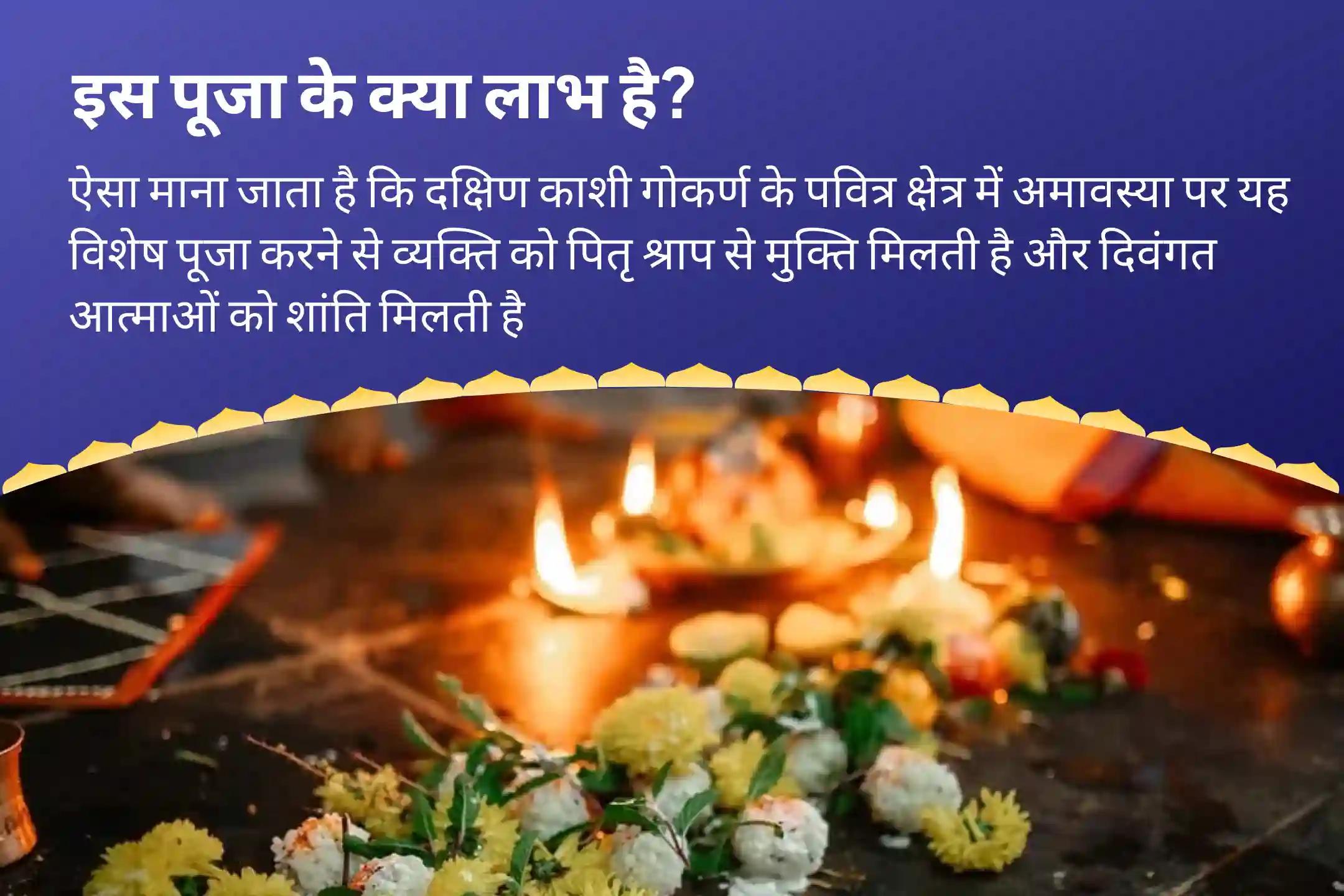 पितृ दोष से मुक्ति और पितरों की आत्मा की शांति हेतु अमावस्या दक्षिण काशी गोकर्ण तीर्थ क्षेत्र विशेष नारायण बली पूजा, त्रिपिंडी श्राद्ध, पितृ दोष शांति पूजा