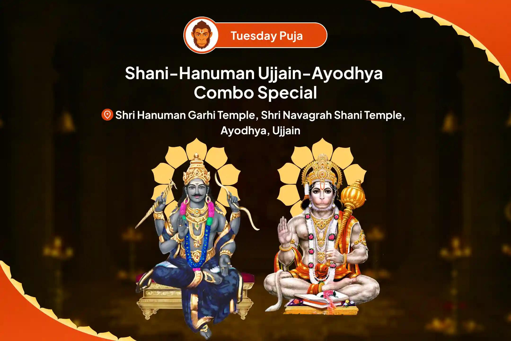 Shani-Hanuman Ujjain-Ayodhya Combo Special Hanuman Garhi Sindoor Chandan Abhishek, 11,000 Hanuman Mool Mantra Japa and Shani Til Tel Abhishek For Hanuman's Blessings to Overcome Hurdles in Life