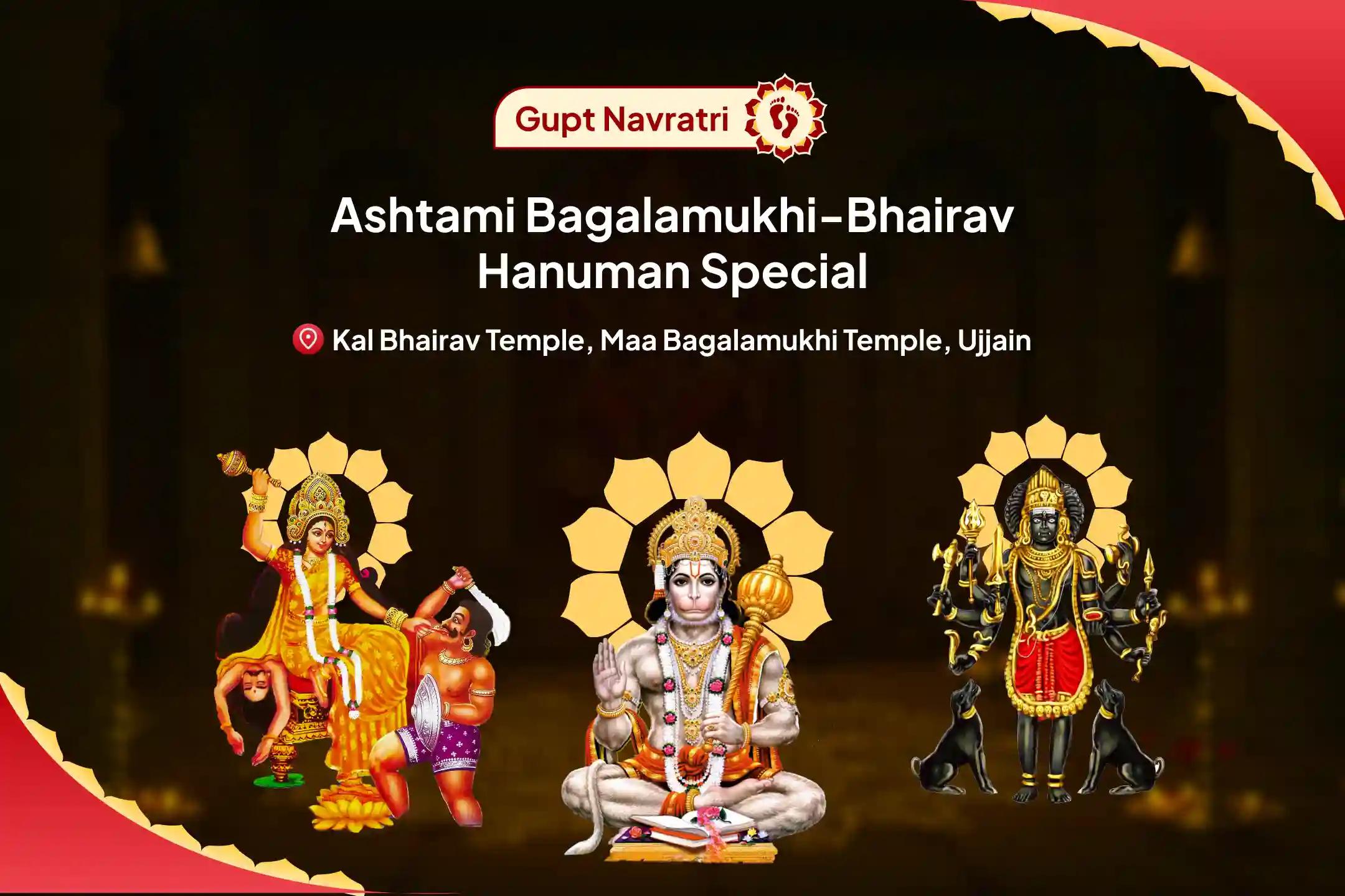 Gupt Navratri Ashtami Bagalamukhi-Bhairav-Hanuman Special Maa Bagalamukhi, Kaal Bhairav and Sankat Mochan Hanuman Sarva Kasht Nivaran Puja and Yagya  For Protection from Enemies, Destroying Negativity and Removing Obstacles in Life