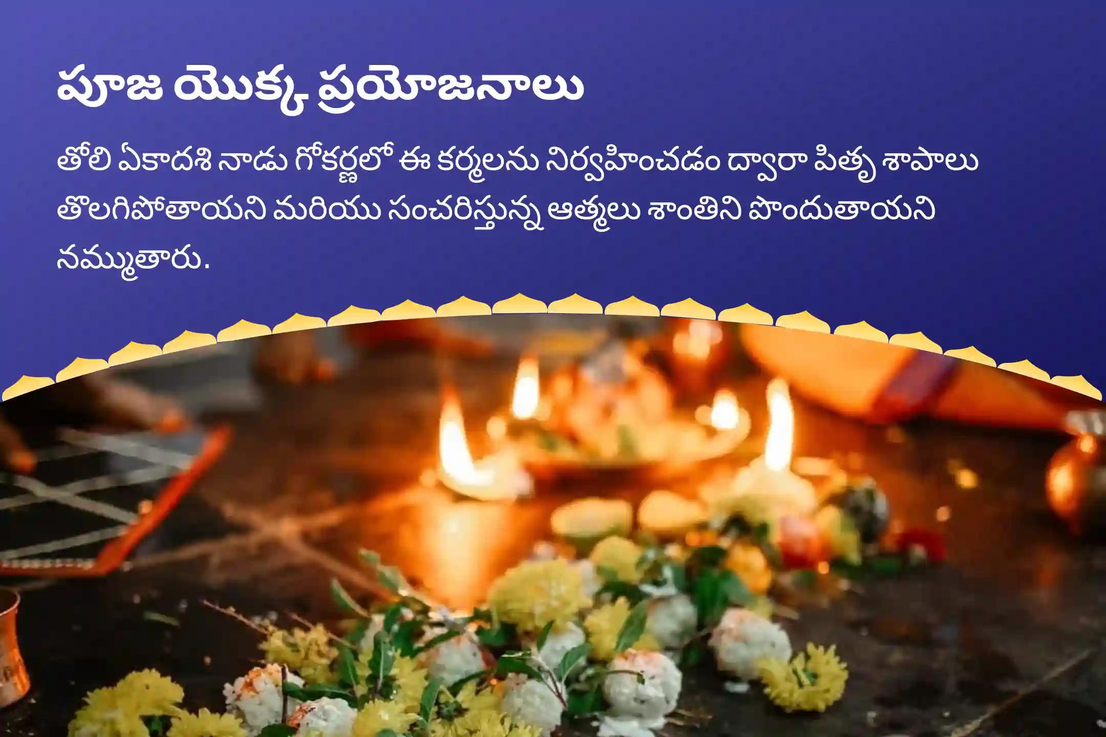 తోలి ఏకాదశి నాడు, పవిత్రమైన "దక్షిణ కాశీ" గోకర్ణంలో నారాయణ బలి, త్రిపిండి శ్రాద్ధం, మరియు తిల హోమాలతో, పితృ శాపాలను తొలగించి, సంచరించే ఆత్మలకు శాశ్వత శాంతిని ప్రసాదించండి.