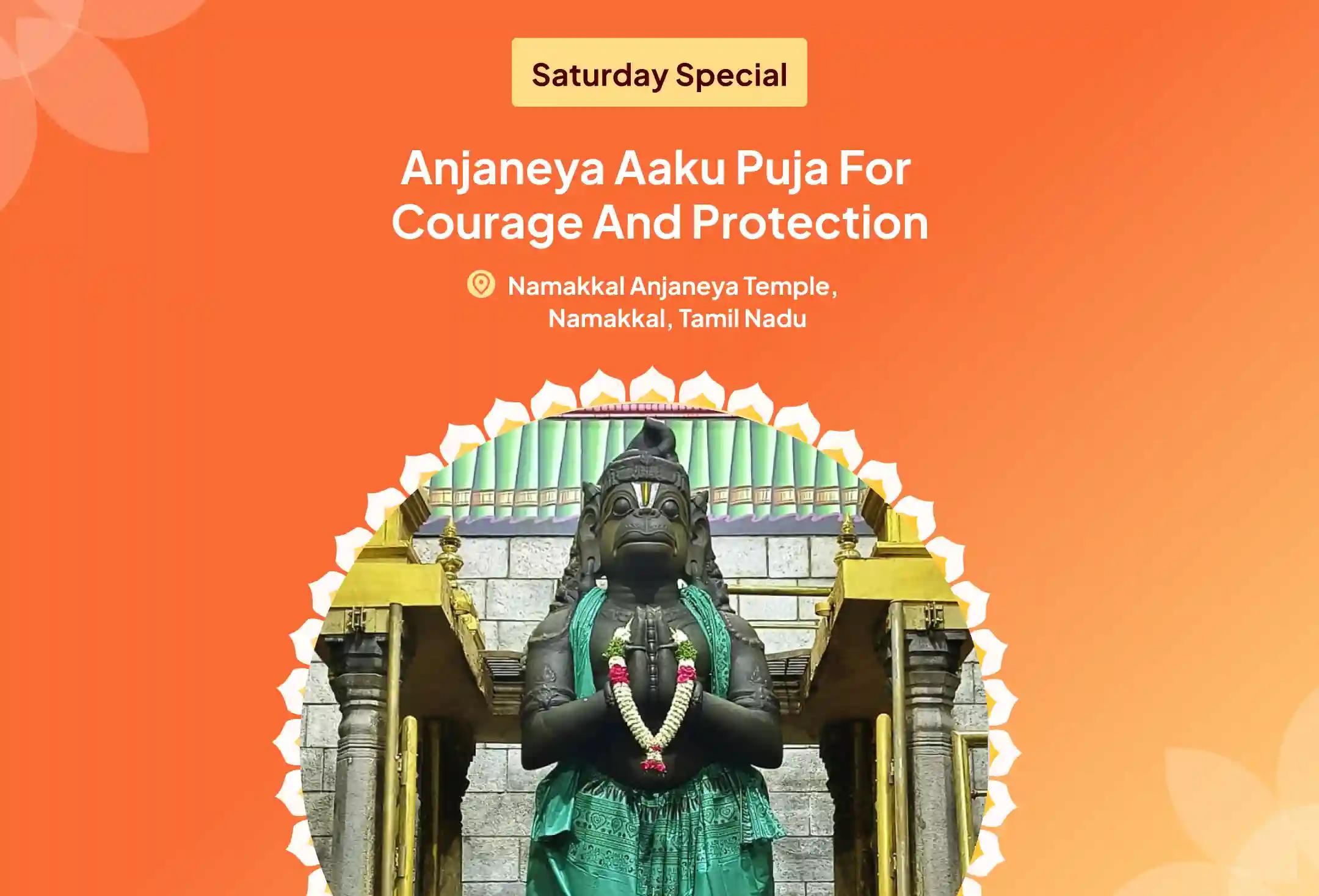 Namakkal Hanuman Aaku Puja Special Anjaneya Swamy Sindhoor Archana, 108 Vada Mala Archanai, and Aaku Puja for the Courage and Protection of Anjaneya Swamy to Remove Obstacles