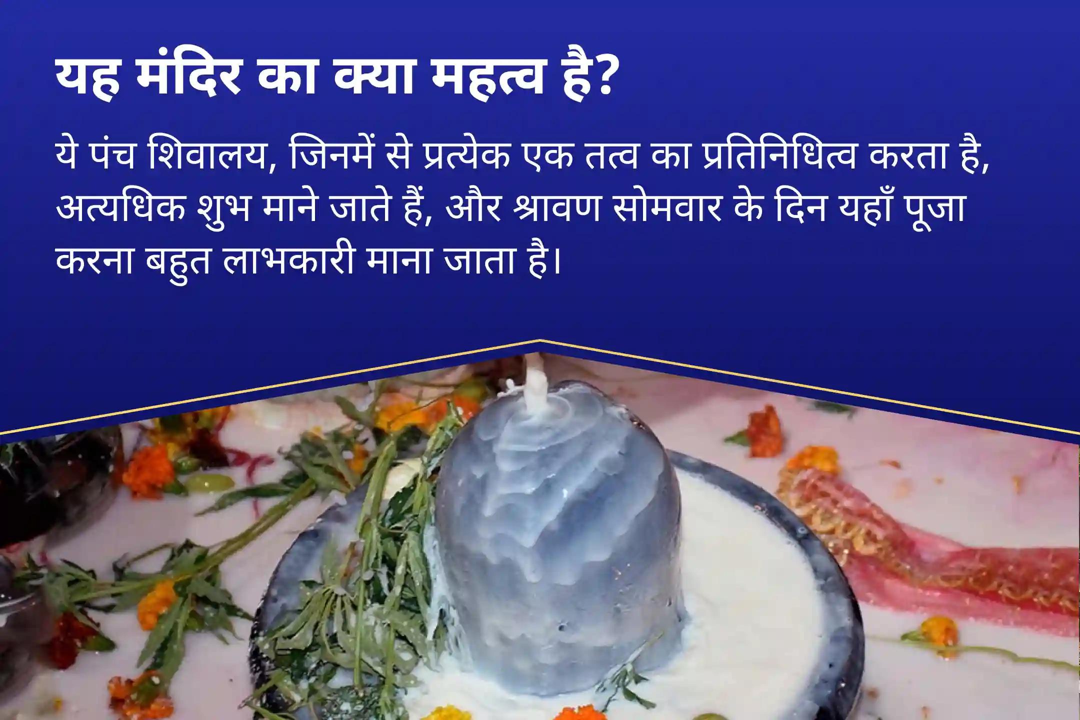 अच्छे स्वास्थ्य के आशीर्वाद और नकारात्मक प्रभावों से सुरक्षा के लिए श्रावण पहला सोमवार - पंच शिवालय संयुक्त विशेष पांच पवित्र शिवालयों में पंच तत्व (पृथ्वी, जल, वायु, आकाश, अग्नि) महा रुद्राभिषेक