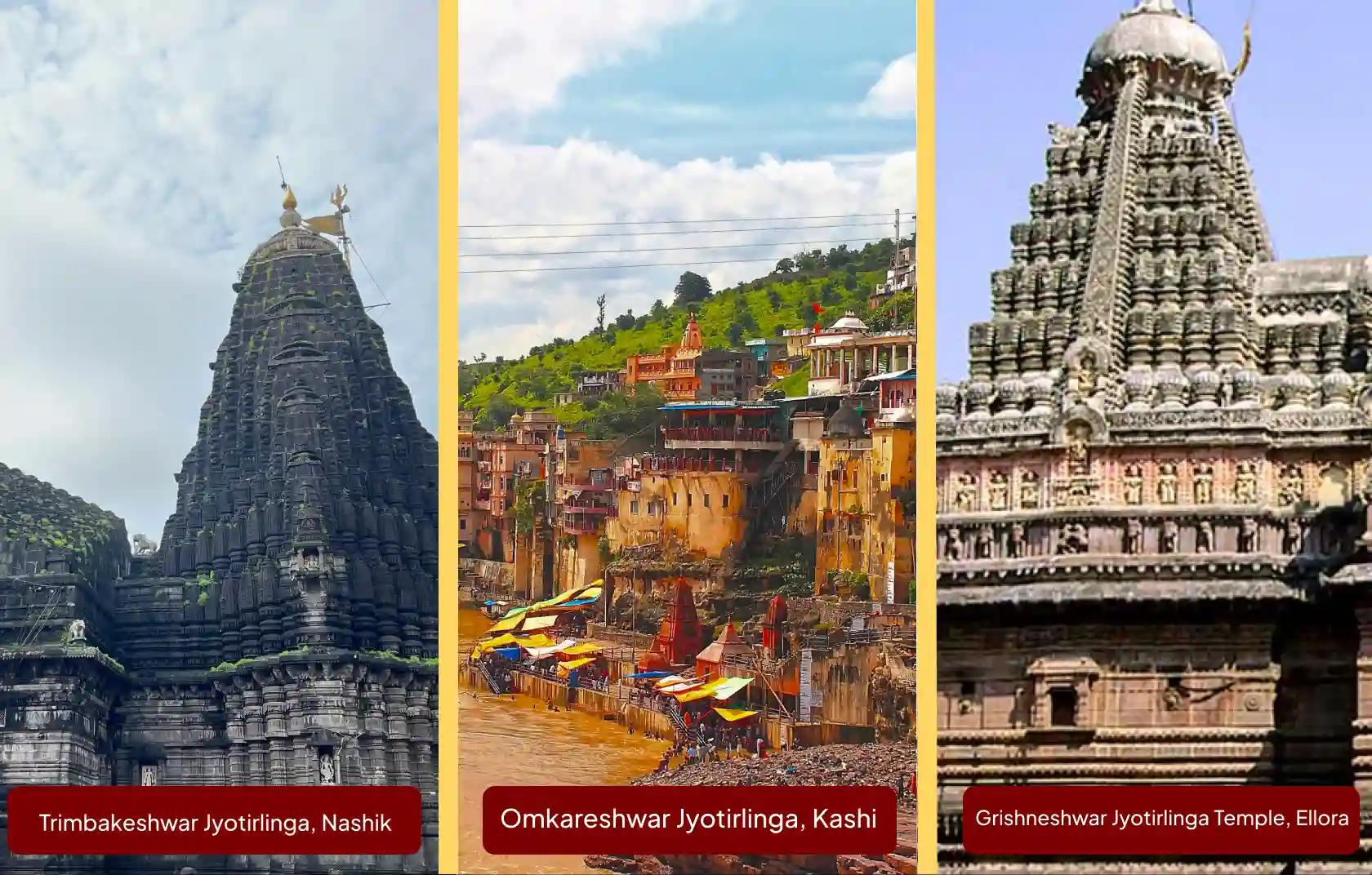 Shri Trimbakeshwar Jyotirlinga Temple, Shri Omkareshwar Jyotirlinga Temple and Shri Grishneshwar Jyotirlinga Temple, Nashik, Khandwa, Aurangabad
