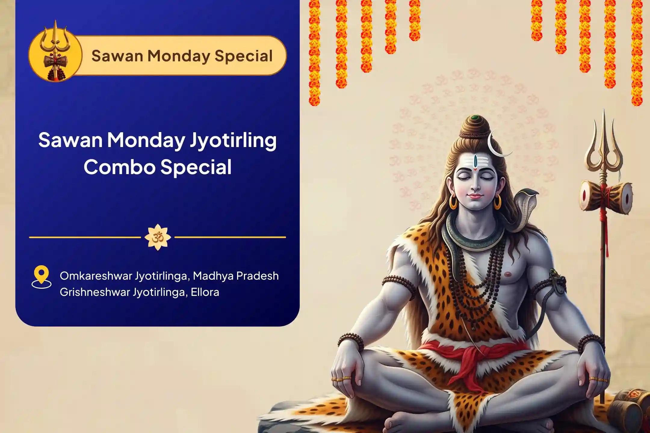 Sawan Monday Special Double Jyotirlinga Combo Grishneshwar Rudrabhishek and Omkareshwar 1,00,008 Shiv Panchakshari Mahamantra Jaap Ultimate Blessings For Health, Protection, and Spiritual Empowerment