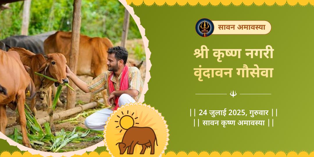 सावन अमावस्या कृष्ण नगरी वृंदावन गौसेवा