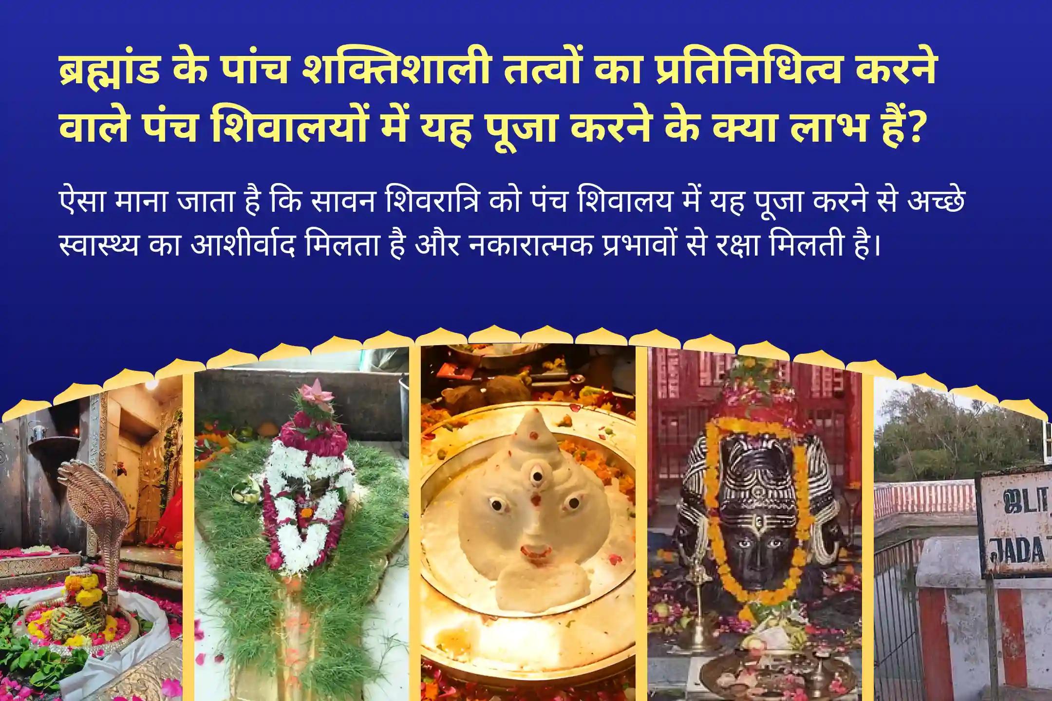 अच्छे स्वास्थ्य के आशीर्वाद और नकारात्मक ऊर्जा से रक्षा के लिए सावन शिवरात्रि - पंच शिवालय संयुक्त विशेष पांच पवित्र शिवालयों में पंच तत्व (पृथ्वी, जल, वायु, आकाश, अग्नि) महा रुद्राभिषेक