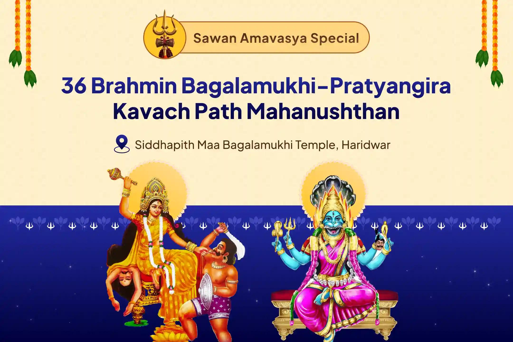 Sawan Amavasya 36 Brahmin Mahanushthan Bagalamukhi-Pratyangira Kavach Path, 1,25,000 Bagalamukhi Mool Mantra Jaap and Havan For Devi's Protection to Repel Malevolent Energies and Negative Influences