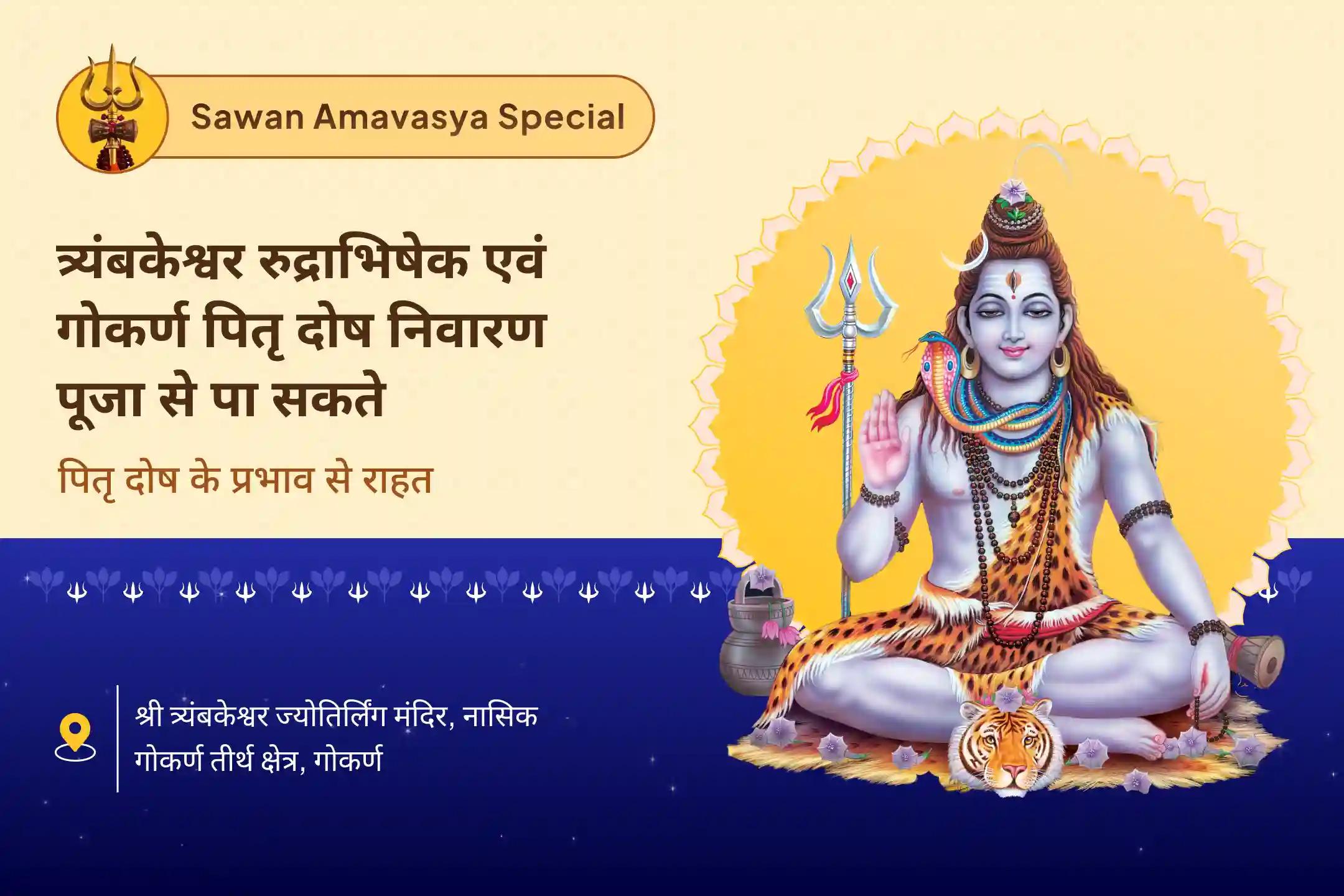 अपने पूर्वजों की आत्मा को राहत देने और शांतिपूर्ण जीवन जीने के लिए सावन श्राद्ध अमावस्या ज्योतिर्लिंग एवं मोक्ष तीर्थ विशेष त्र्यंबकेश्वर ज्योतिर्लिंग रुद्राभिषेक एवं गोकर्ण पितृ दोष निवारण पूजा