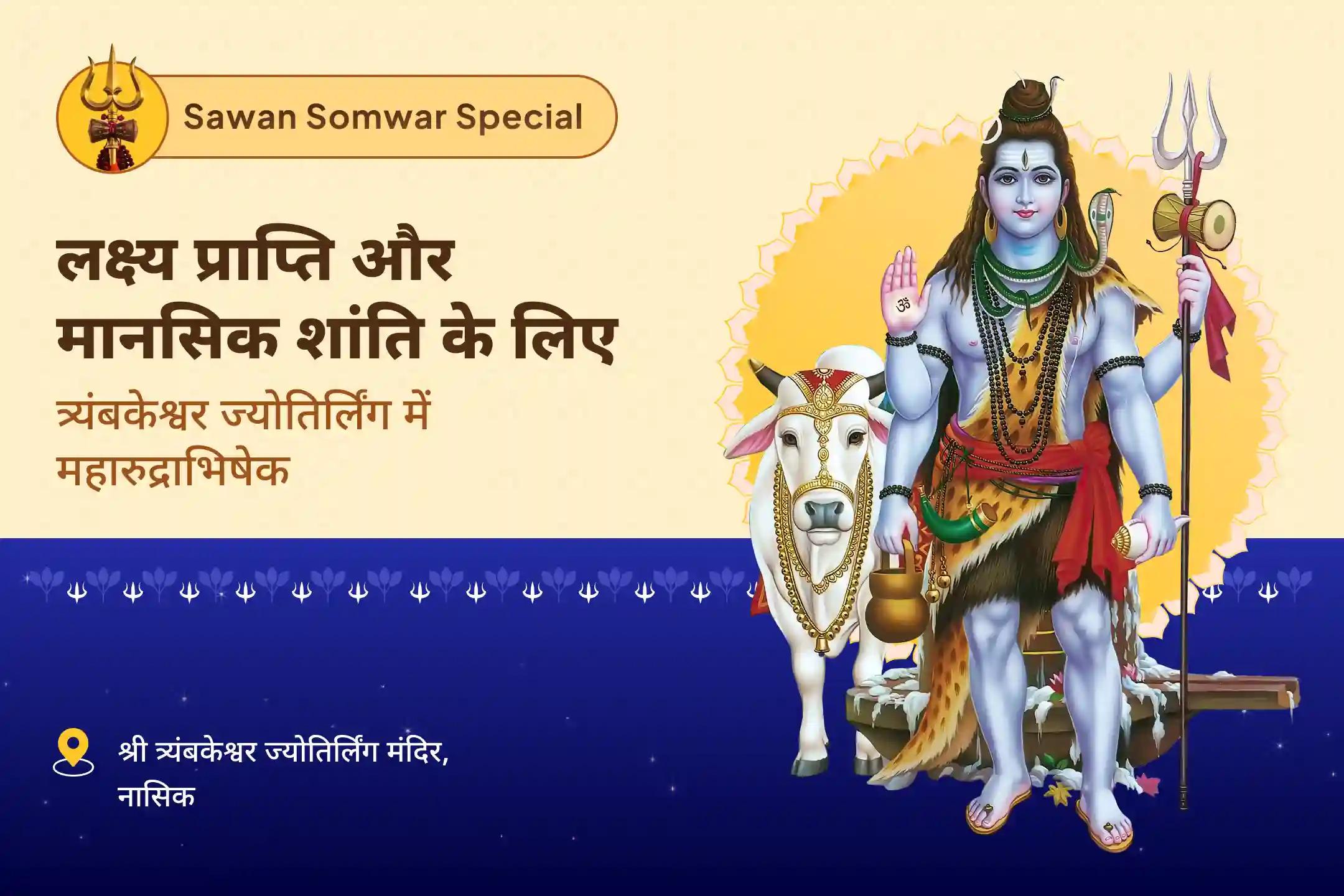 प्रचुरता, लक्ष्य और भौतिक बाधाओं से राहत का आशीर्वाद पाने के लिए ज्योतिर्लिंग सावन सोमवार विशेष त्र्यंबकेश्वर ज्योतिर्लिंग रुद्राभिषेक महापूजा