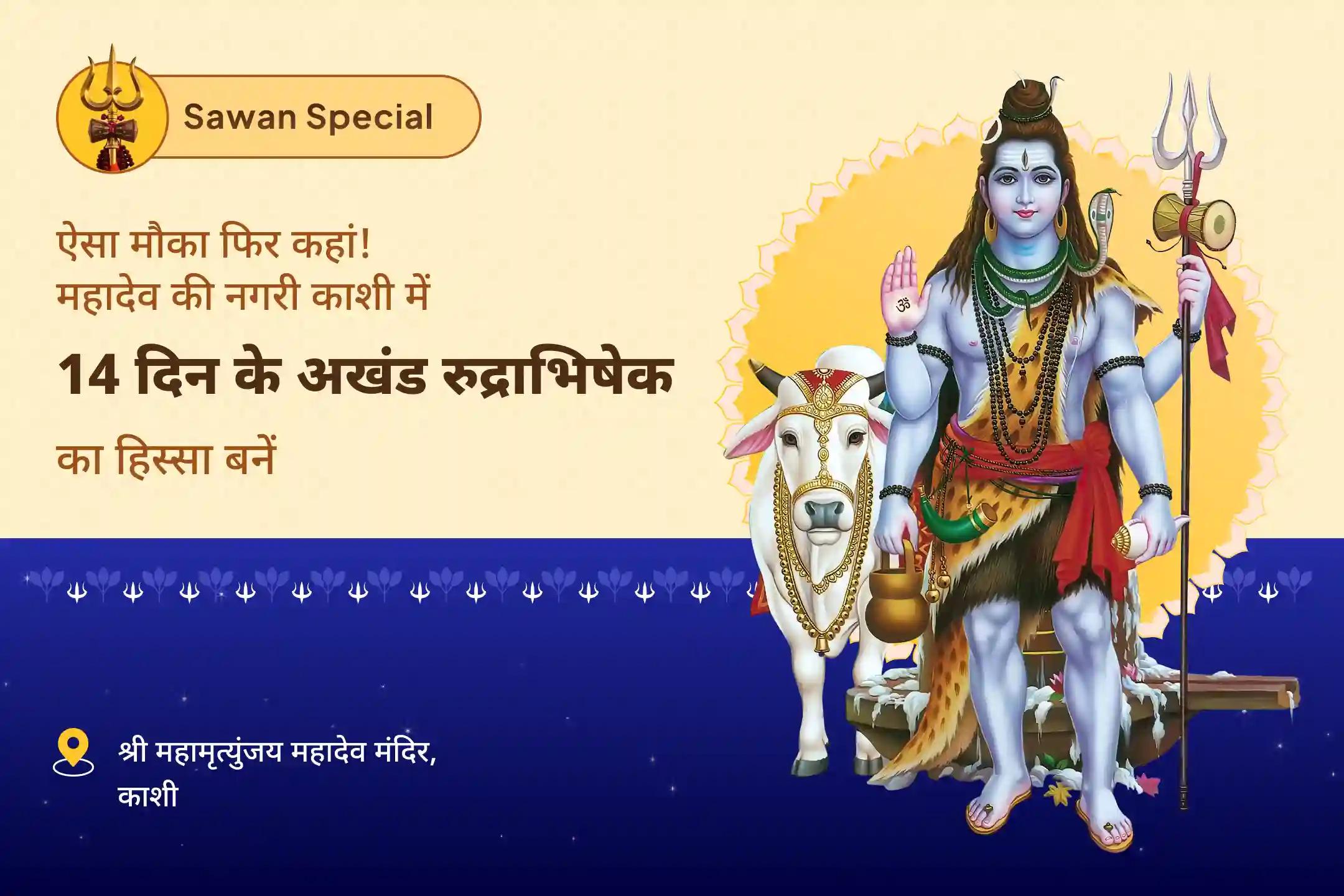 शांति, सुरक्षा और सकारात्मकता के लिए आशीर्वाद प्राप्त करें सावन विशेष - आखिरी 14 दिवसीय पूजा सावन 14 दिन दैनिक रुद्राभिषेक (14 दिवसीय शिव अर्चना)
