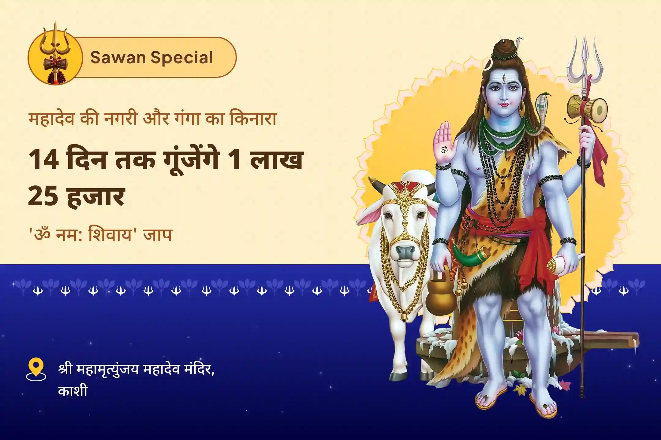 जीवन के सभी पहलुओं में शांति, आत्मविश्वास और विकास के लिए शिव का आशीर्वाद लें सावन विशेष - आखिरी 14 दिवसीय पूजा 14 दिन प्रतिदिन - 1 लाख 25 हज़ार शिव पंचाक्षरी मंत्र जाप और हवन