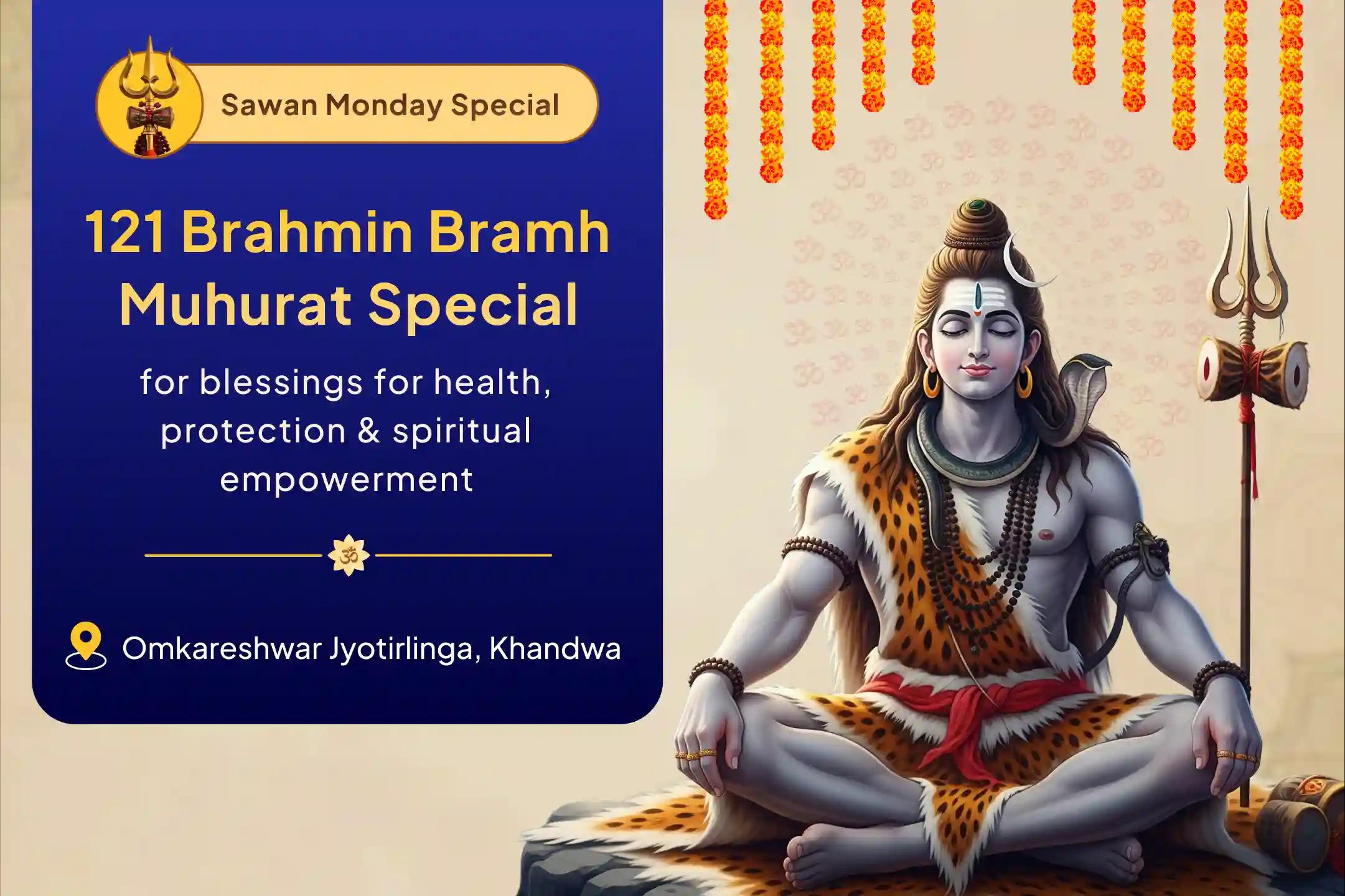 Last Sawan Somvar 121 Brahmin Brahma Muhurat Special 121 Brahmin Omkareshwar Maha Rudrabhishek and Rudra Havan Ultimate Blessings for Health, Protection, and Spiritual Empowerment