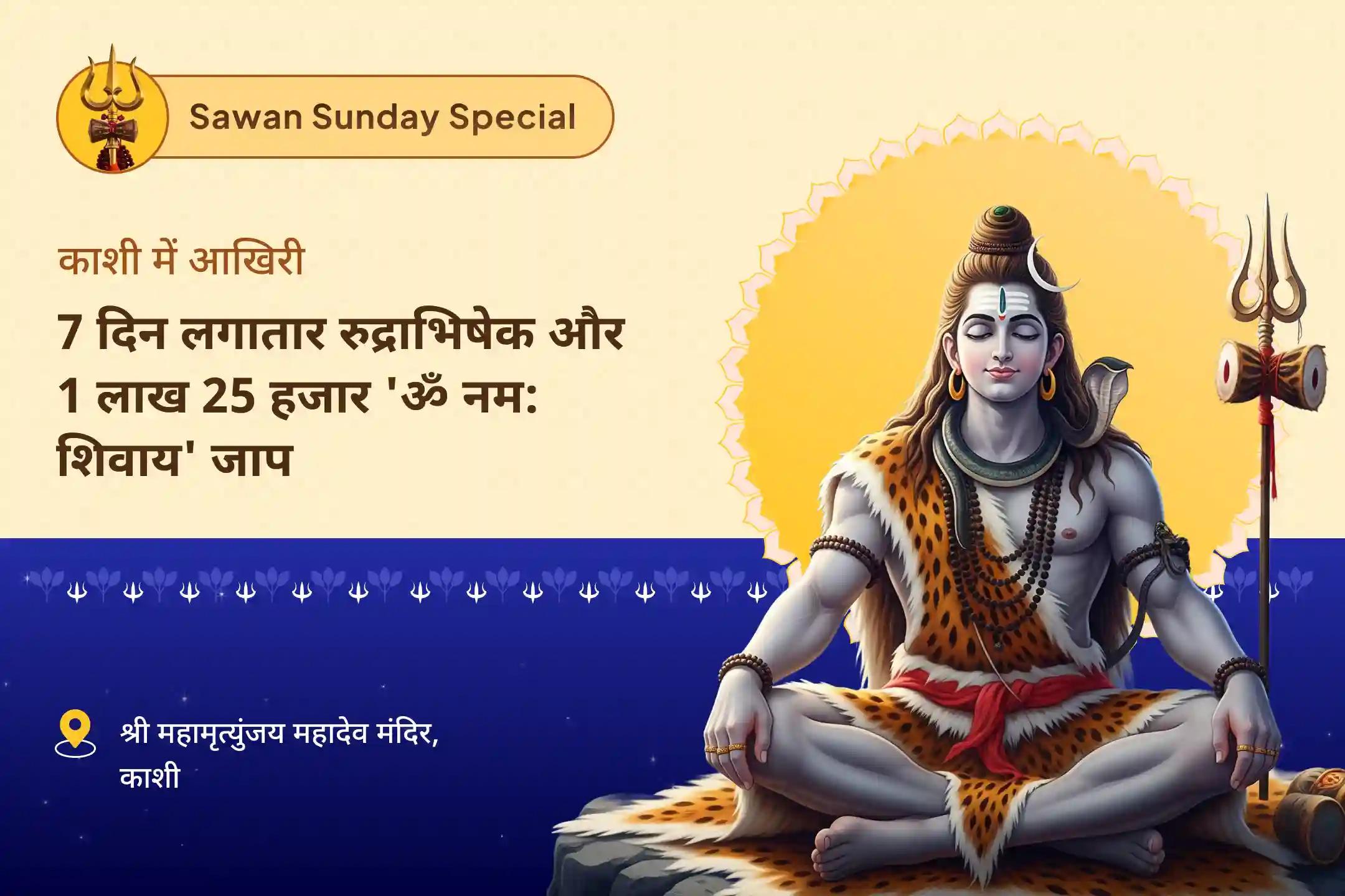 शांति, सुरक्षा और सकारात्मकता के लिए आशीर्वाद प्राप्त करें सावन विशेष आखिरी 7 दिवसीय पूजा  सावन अखंड शिवार्चन 7 दिन दैनिक रुद्राभिषेक और 1.25 लाख पंचाक्षरी जाप