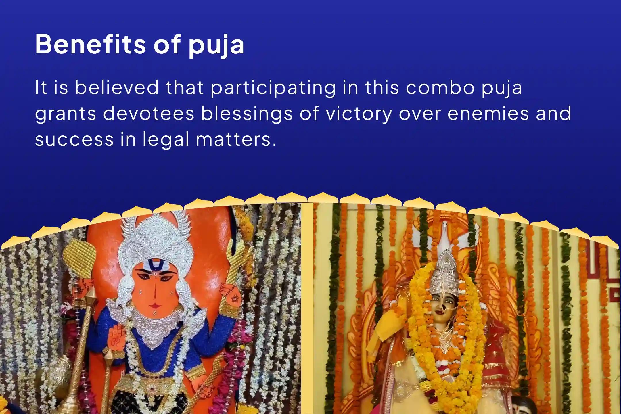 Bagalmukhi-Shani-Hanuman Combo Special 1008 Hanuman Sankat Mochan Path, Shani Til Tel Abhishek and Maa Bagalamukhi Tantra Yukta Havan to get Blessing for Victory over Enemies and in Court Cases