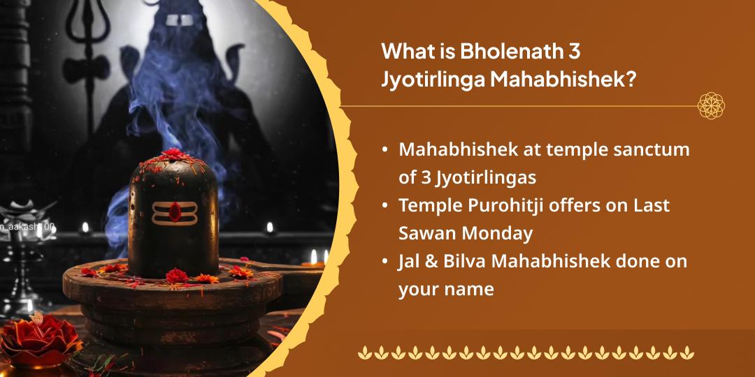 Last Sawan Monday Bholenath 3 Jyotirlinga Jal & Bilva Mahabhishek