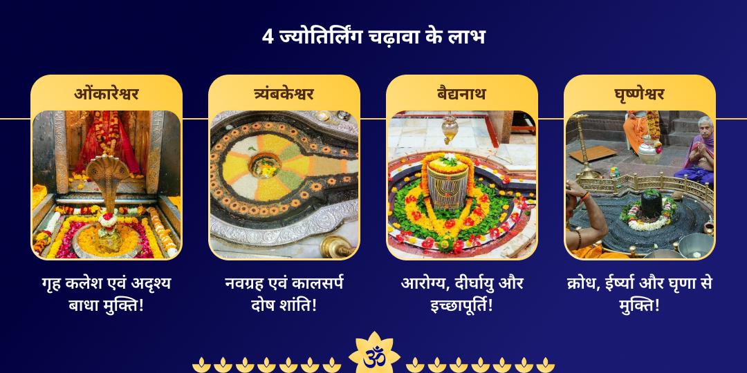 सावन सोमवार शिव 4 ज्योतिर्लिंग चढ़ावा