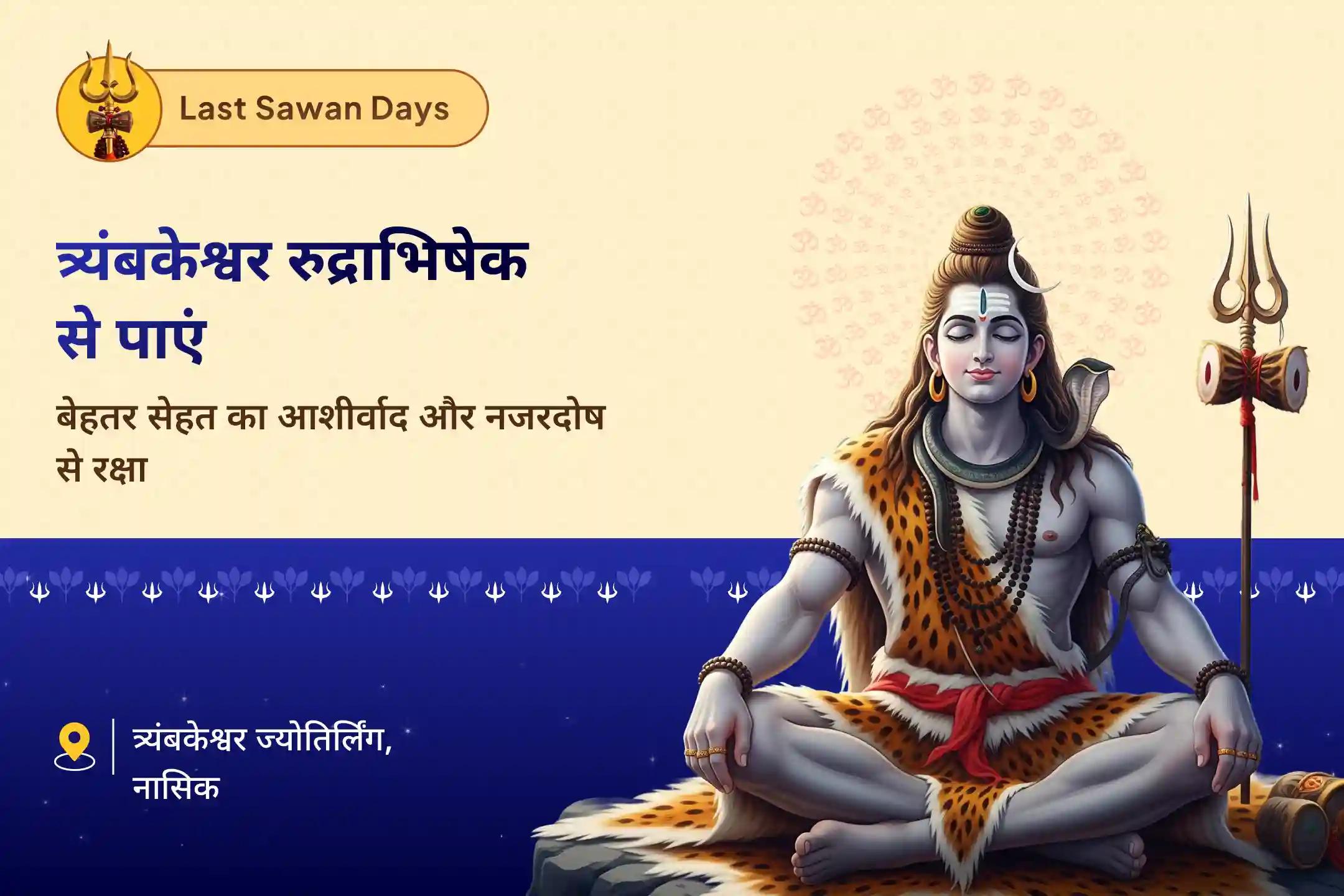 खराब स्वास्थ्य, बुरी नजर और नकारात्मक ऊर्जाओं से राहत का आशीर्वाद सावन का आखिरी दिन : त्र्यंबकेश्वर ज्योतिर्लिंग विशेष  त्र्यंबकेश्वर रुद्राभिषेक