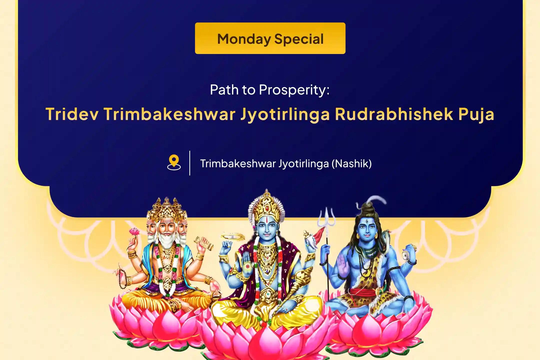 Trimbakheshwar Jyotirlinga Special Bramha Vishnu Mahesh Jyotirlinga Rudrabhishek for Blessings of Abundance, Purpose, and Freedom from Material Hurdles