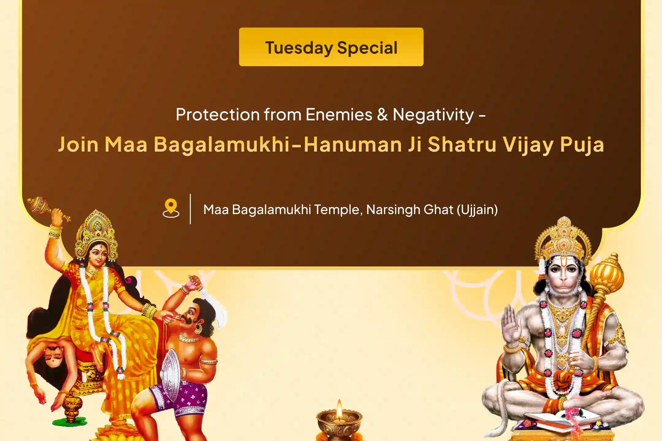Bagalamukhi-Hanuman Shatru Vijay Special Maa Bagalamukhi Shatru Buddhi Vinashini Yagya and Hanuman Shatrunjay Pujan for Protection from Negativity, Enemies and Evil Eye