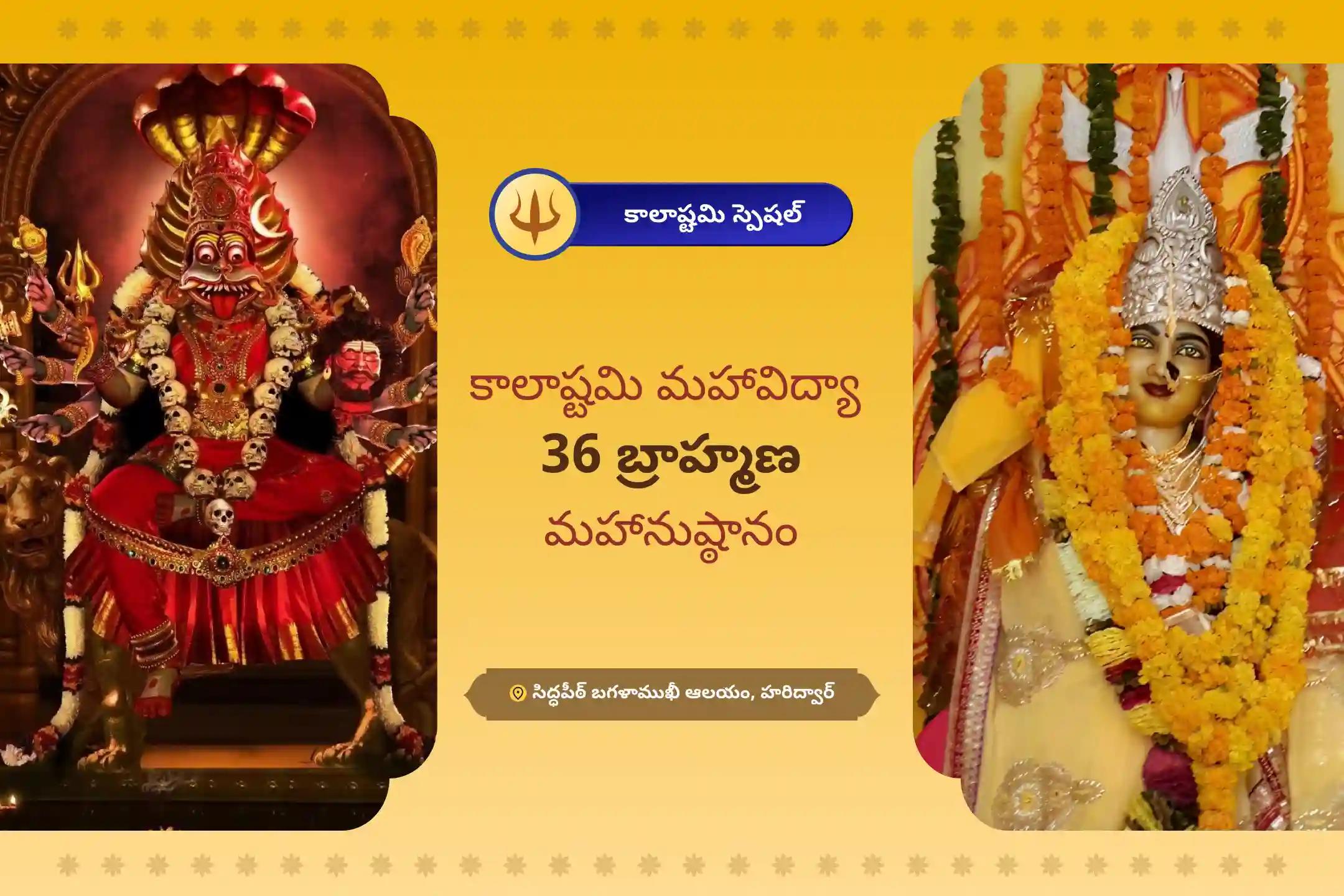 దేవి రక్షణ కోసం, ప్రతికూల శక్తులు మరియు వాటి ప్రభావాలను దూరం చేయడానికి కాలాష్టమి మహావిద్యా 36 బ్రాహ్మణ మహానుష్ఠానం బగళాముఖీ-ప్రత్యంగిరా కవచ పారాయణం, 1,25,000 బగళాముఖీ మూల మంత్ర జపం మరియు హోమంలో పాల్గొనండి.