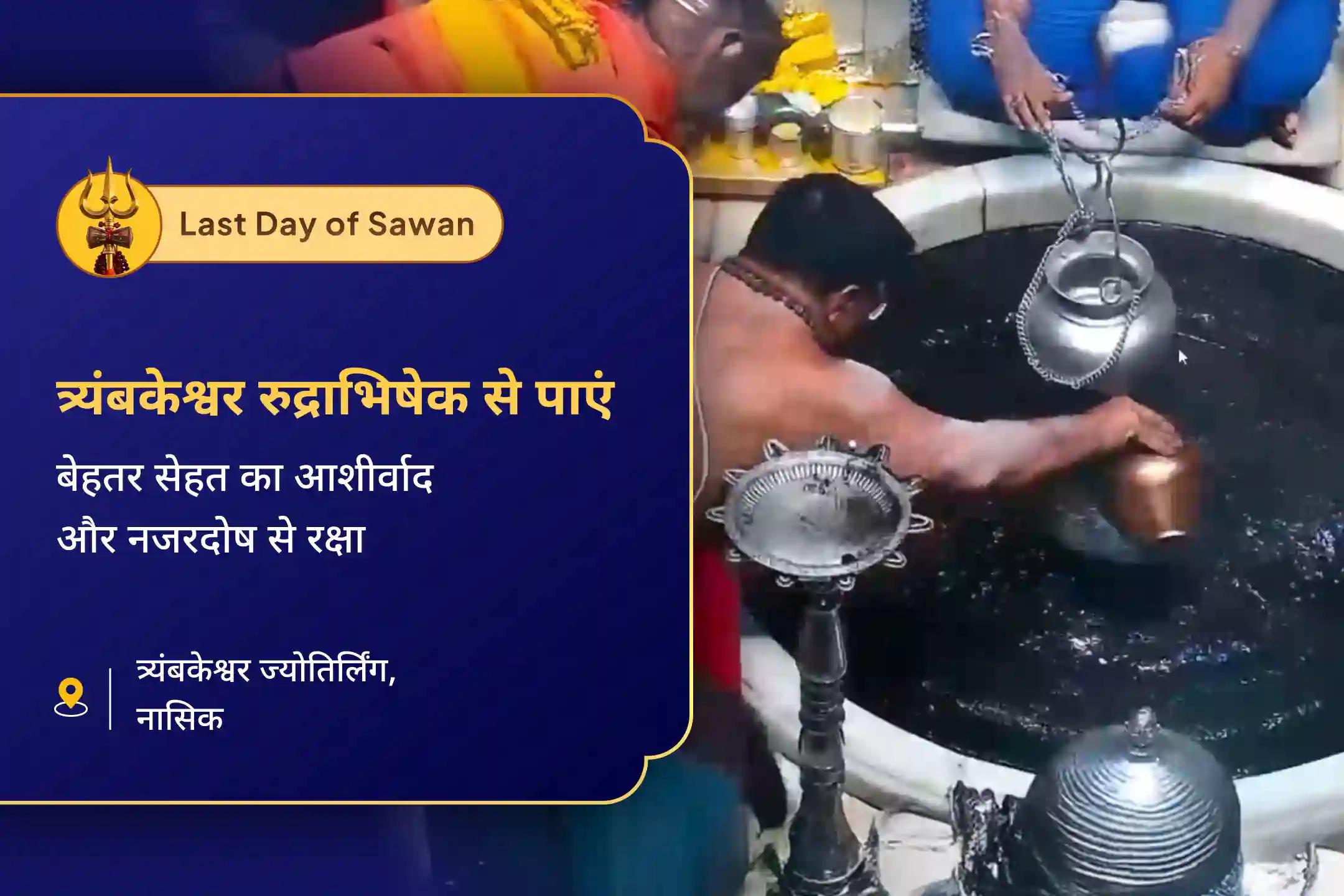 खराब स्वास्थ्य, बुरी नजर और नकारात्मक ऊर्जाओं से राहत का आशीर्वाद सावन का आखिरी दिन : त्र्यंबकेश्वर ज्योतिर्लिंग विशेष  त्र्यंबकेश्वर रुद्राभिषेक